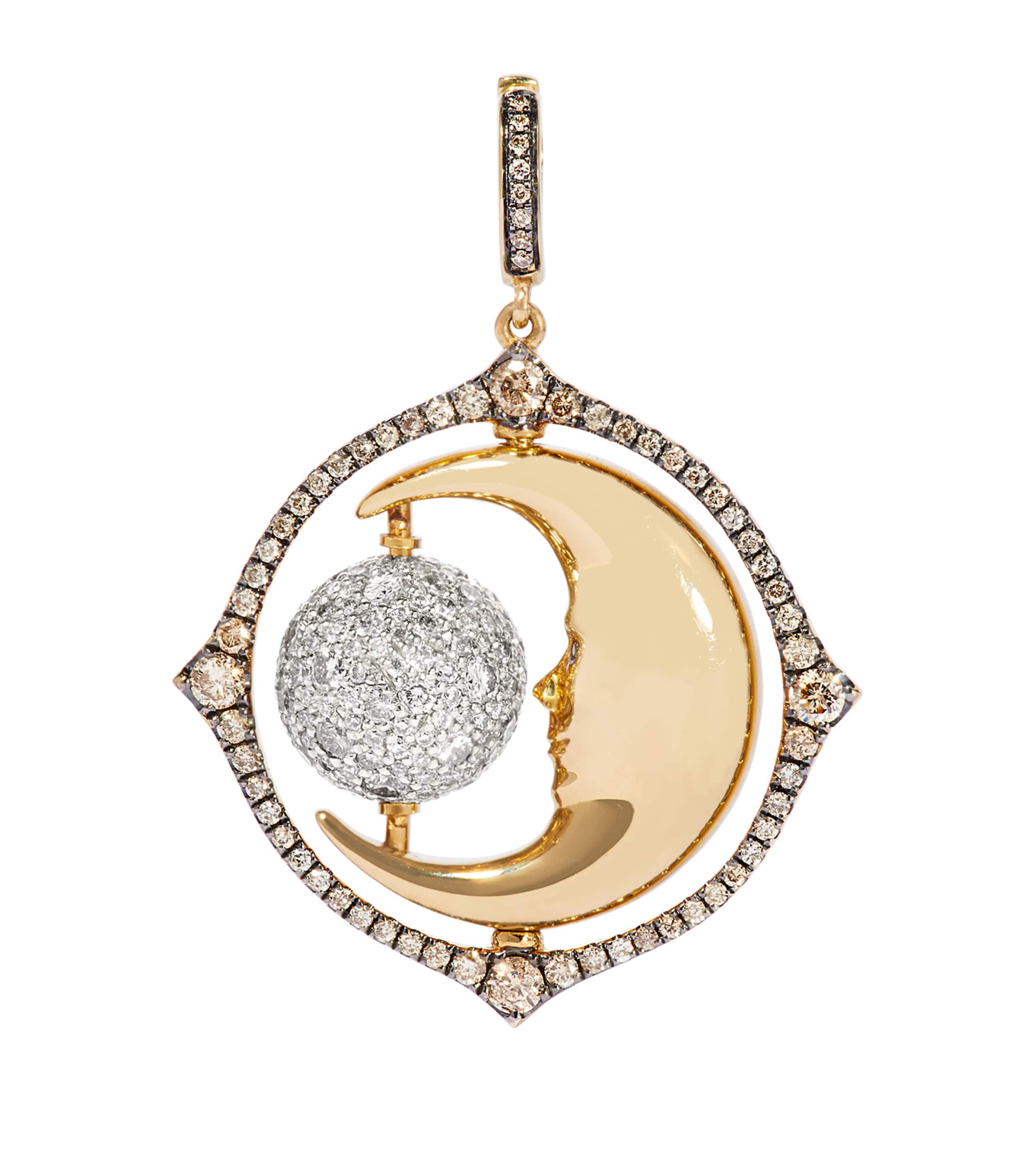 Mixed Gold and Diamond Mythology Spinning Moon Charm