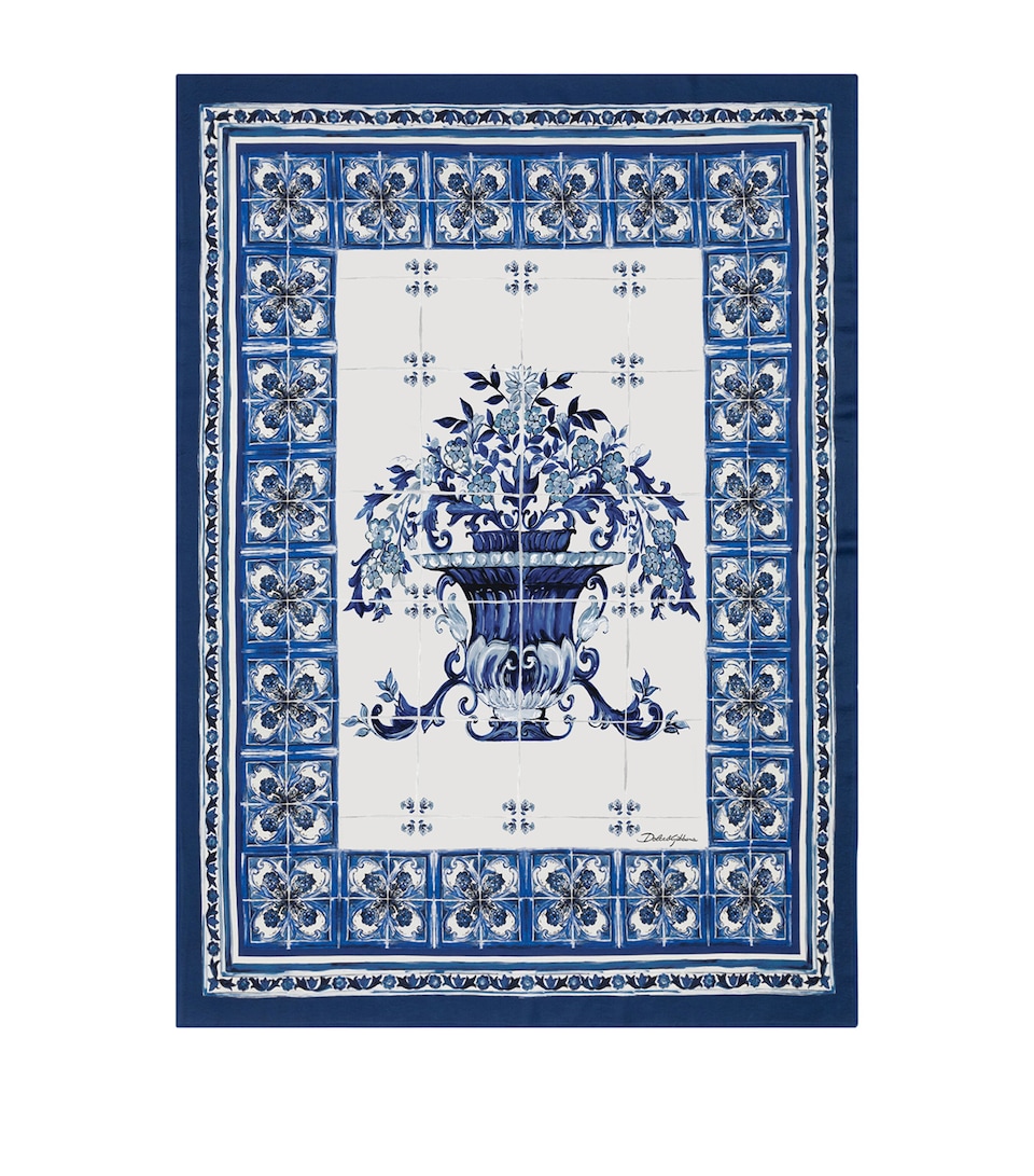 Silk-Wool Blu Mediterraneo Throw (140cm x 180cm)