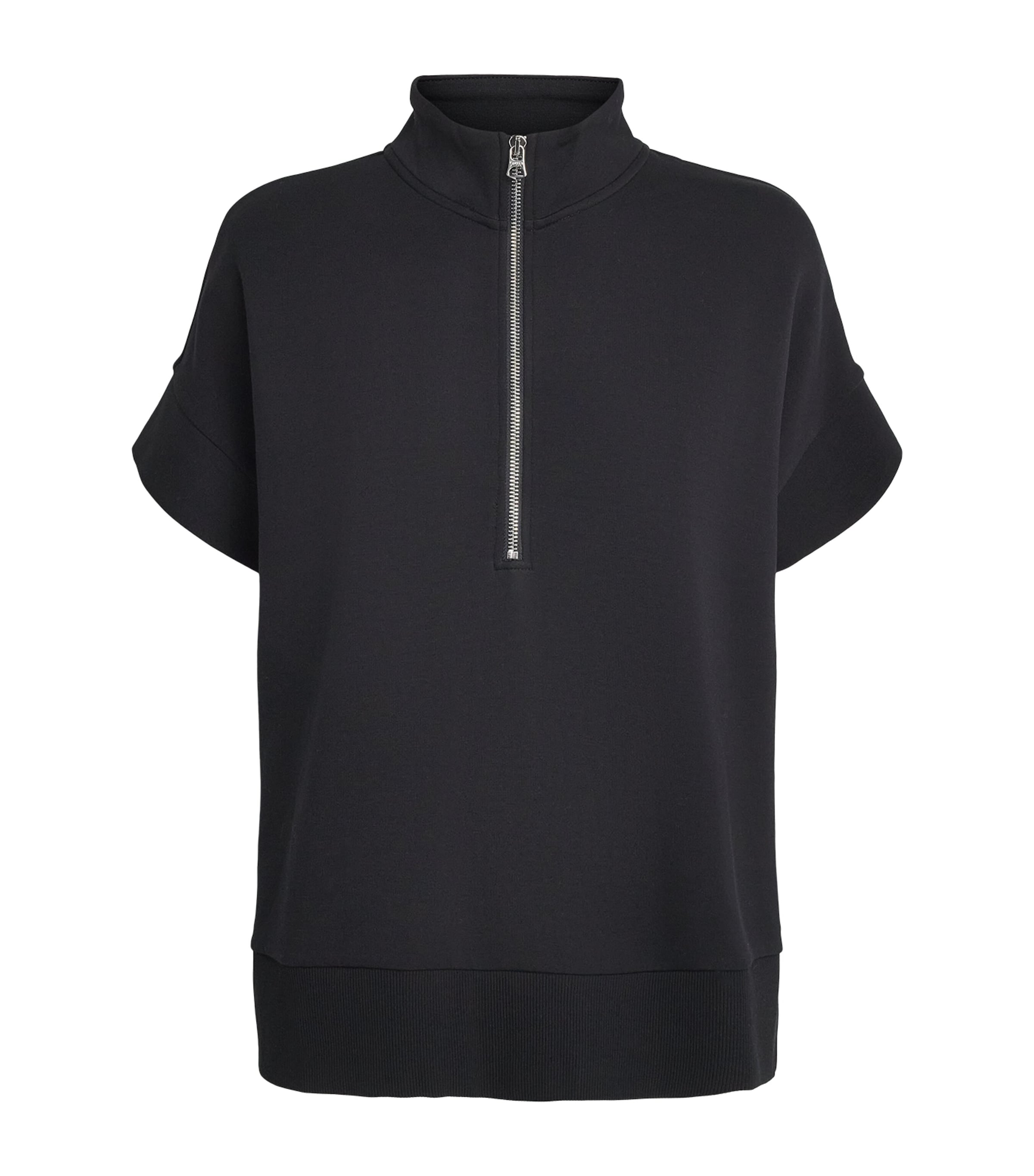 Varley Womens Ritchie Short-Sleeve Half-Zip Sweatshirt Black