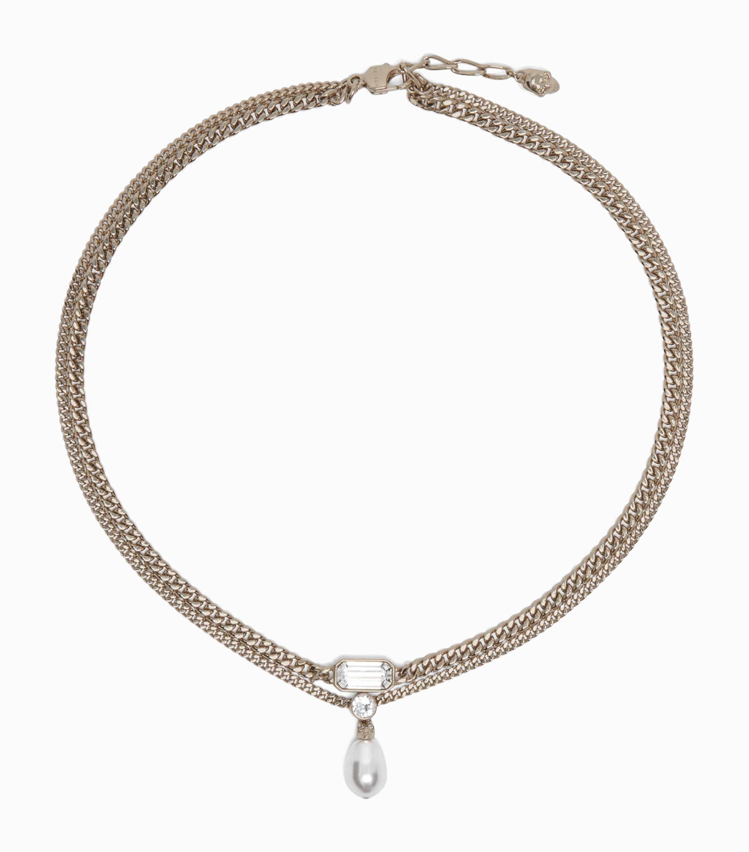 Crystal-Embellished Skull Necklace