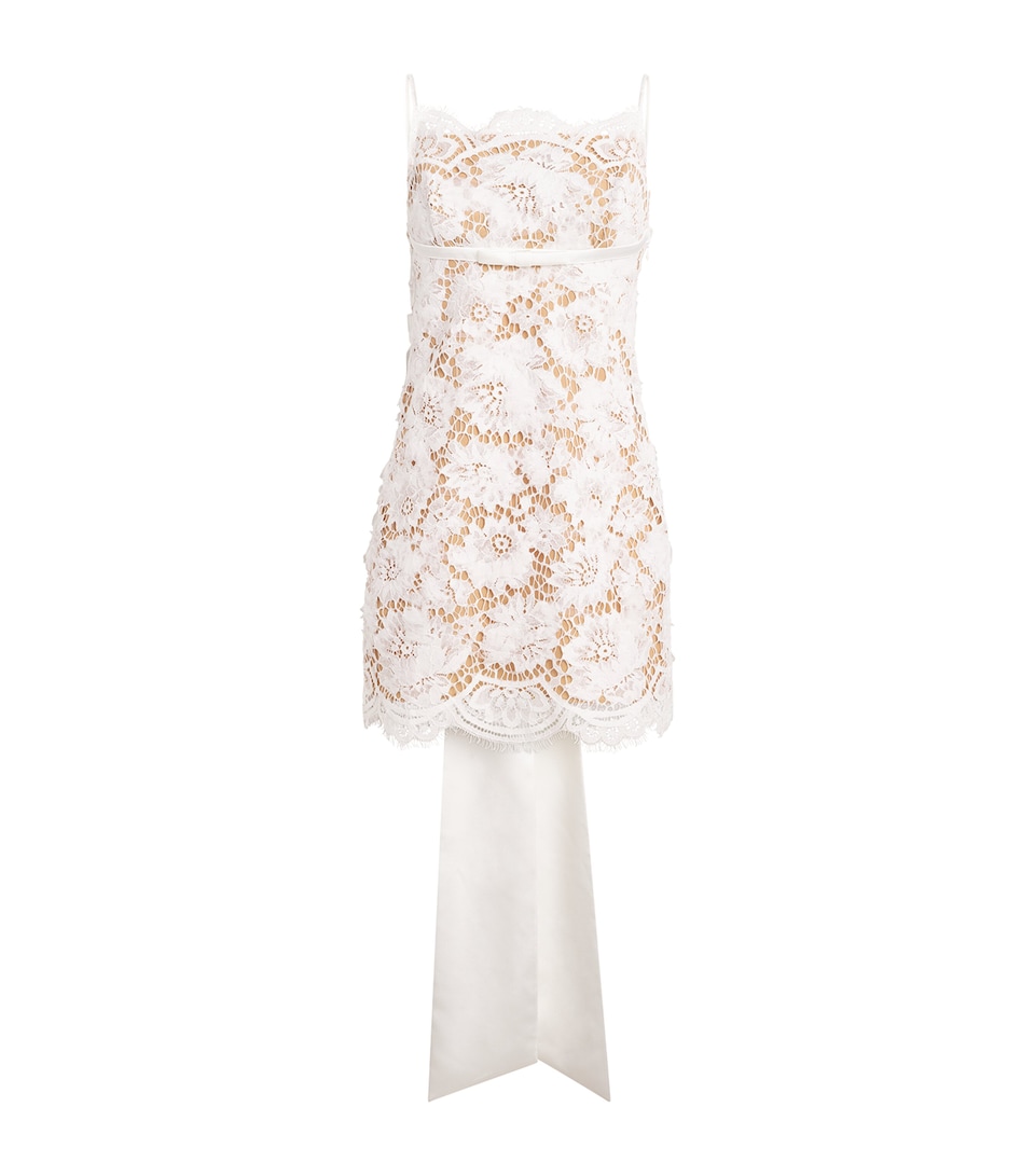 Lace Bow-Detail Mini Dress