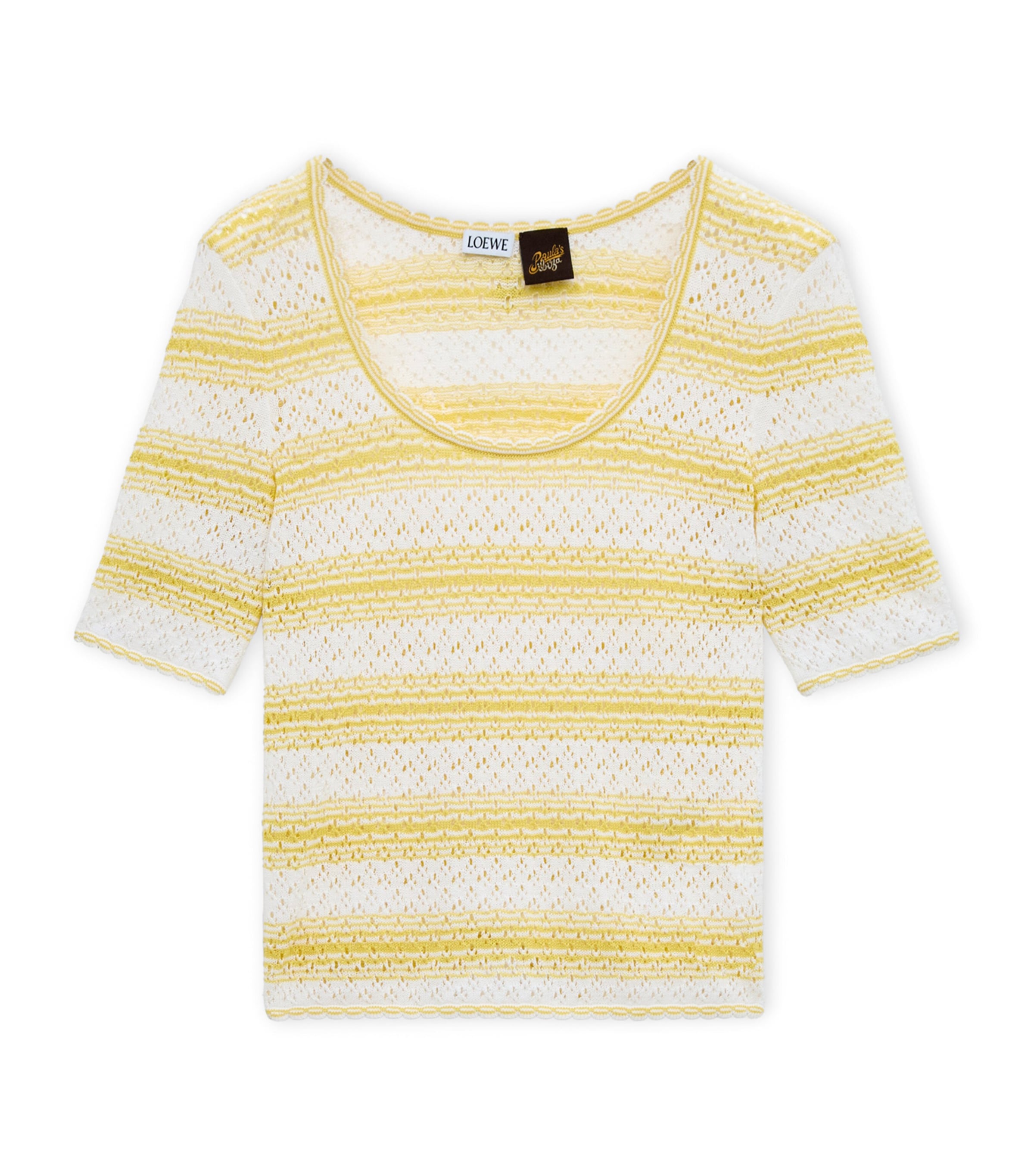 LOEWE Womens x Paula's Ibiza Stripe Short-Sleeve Sweater White/yellow