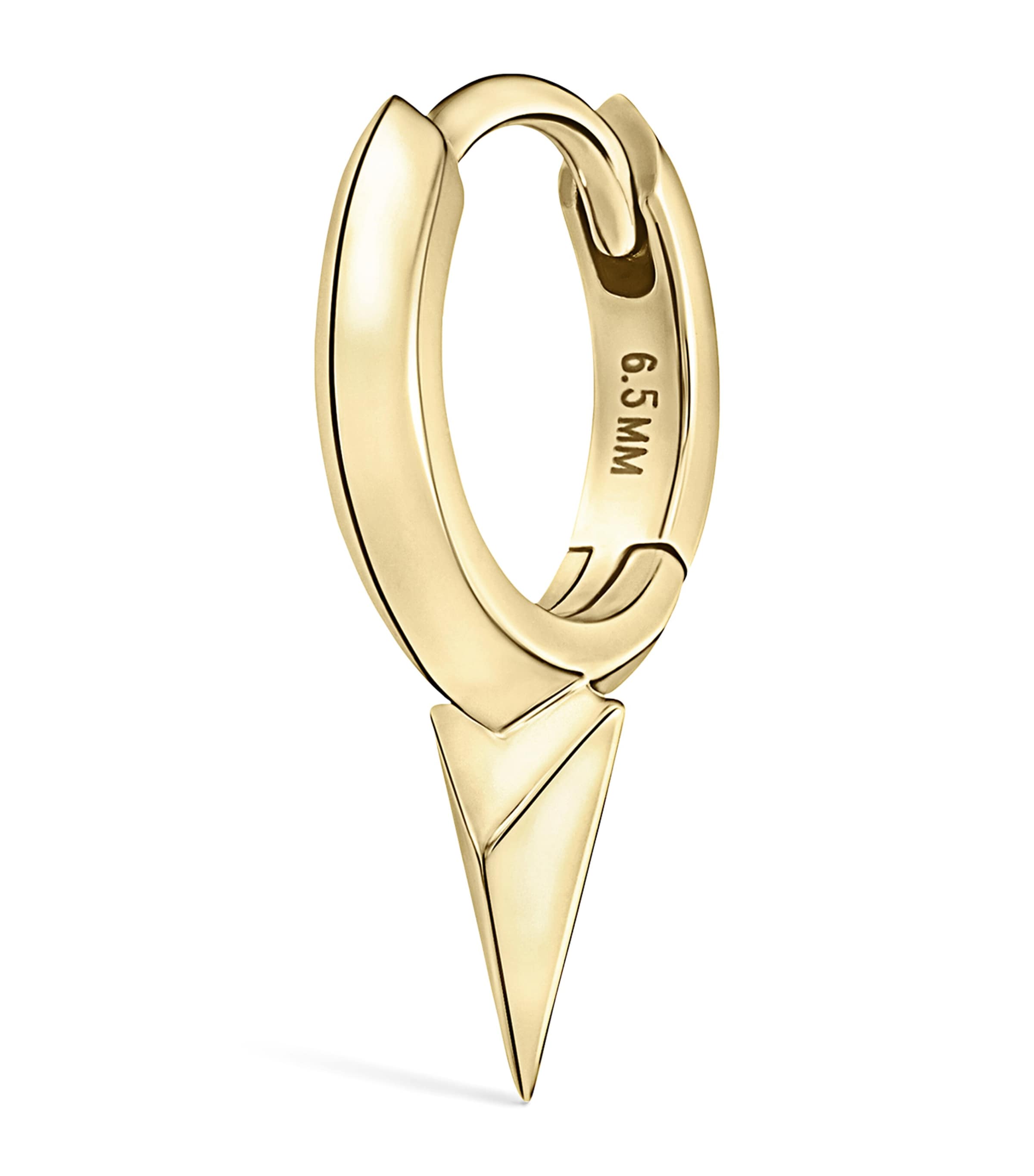 Yellow Gold Faceted Single Short Spike Hoop Earring (6.5mm)