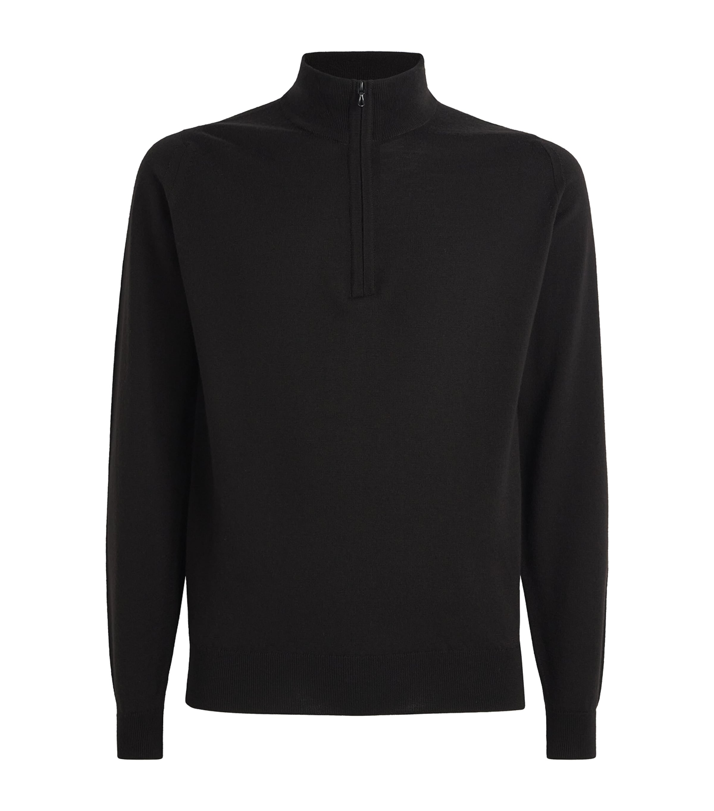 John Smedley Mens Merino Wool Tapton Quarter-Zip Sweater Faulkner Brown