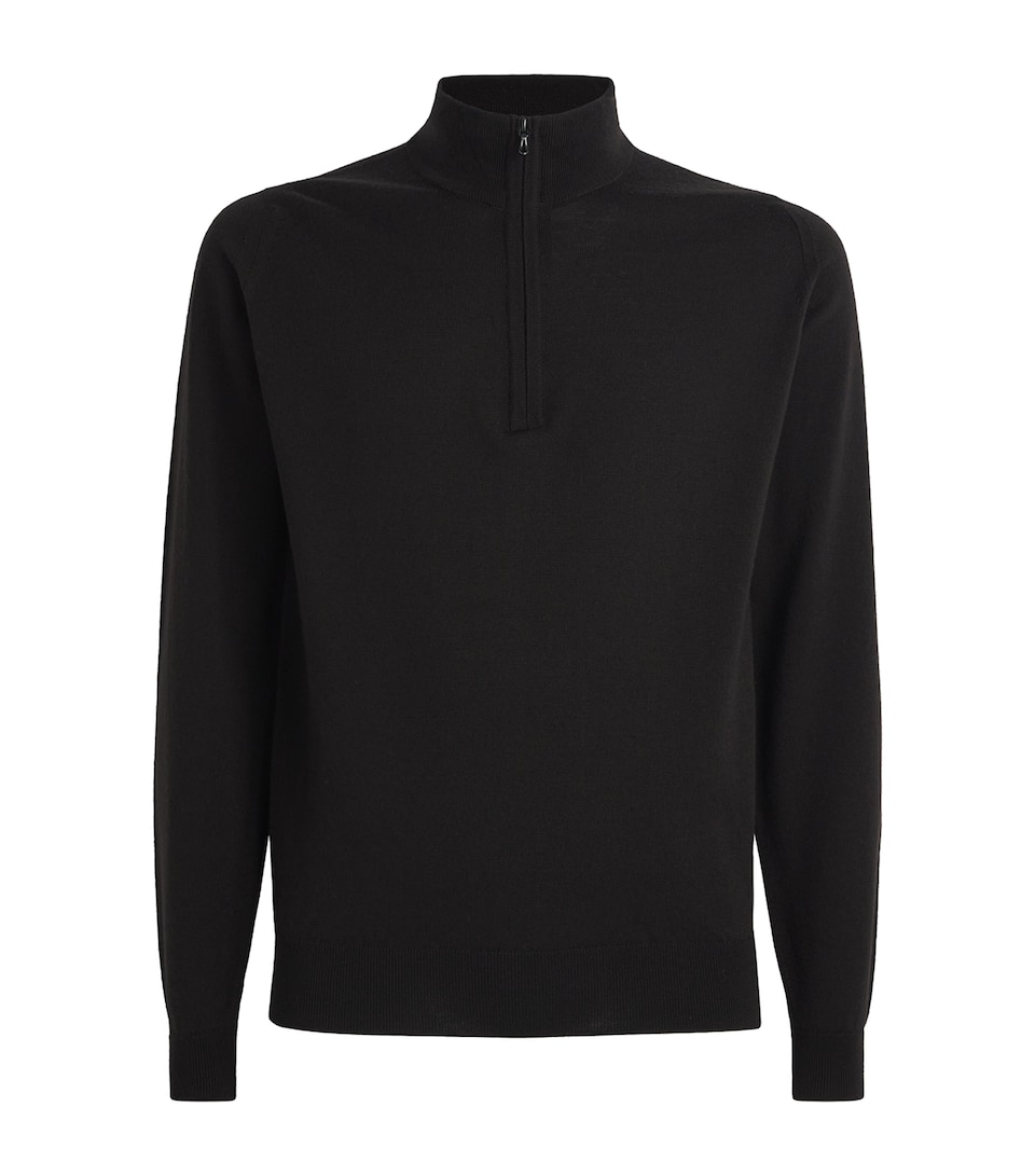 John Smedley Mens Merino Wool Tapton Quarter-Zip Sweater Faulkner Brown