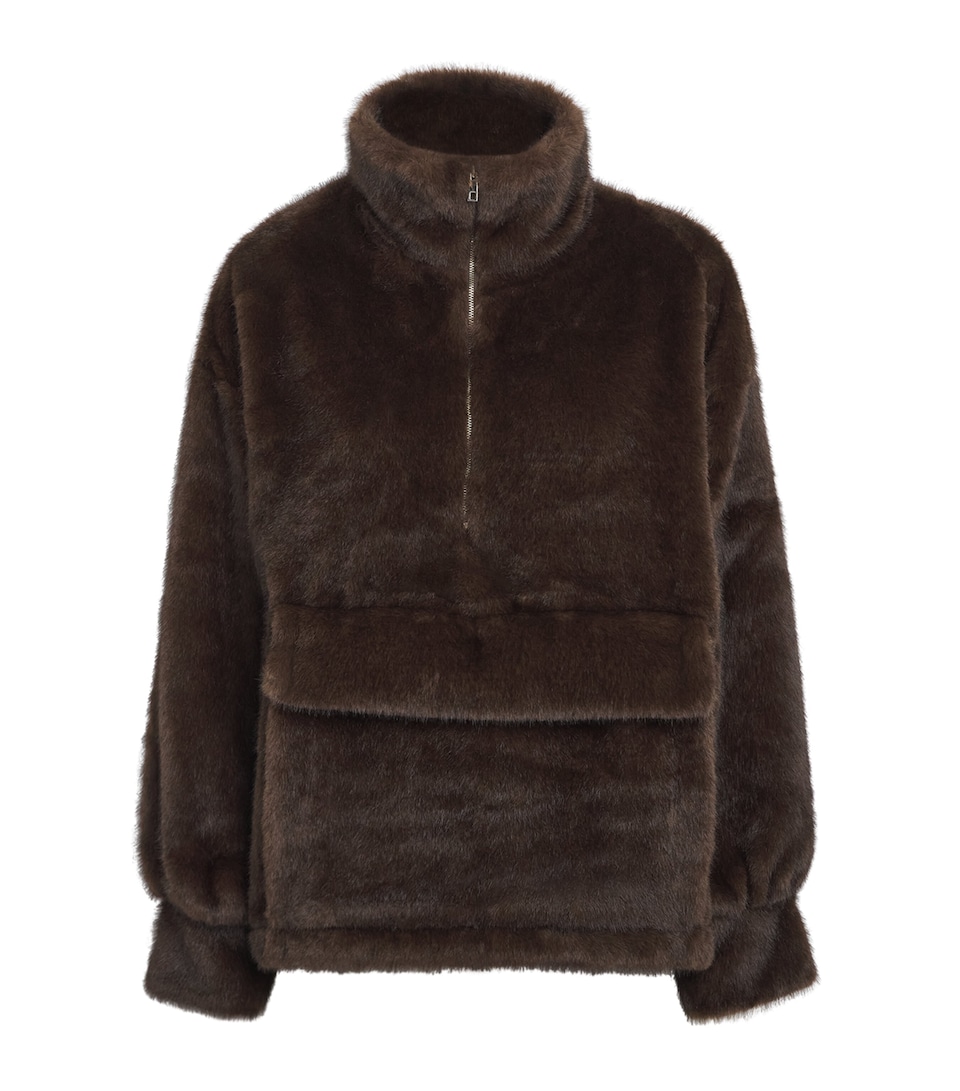 Source Unknown Womens Faux Fur Anorak Sweatshirt Br