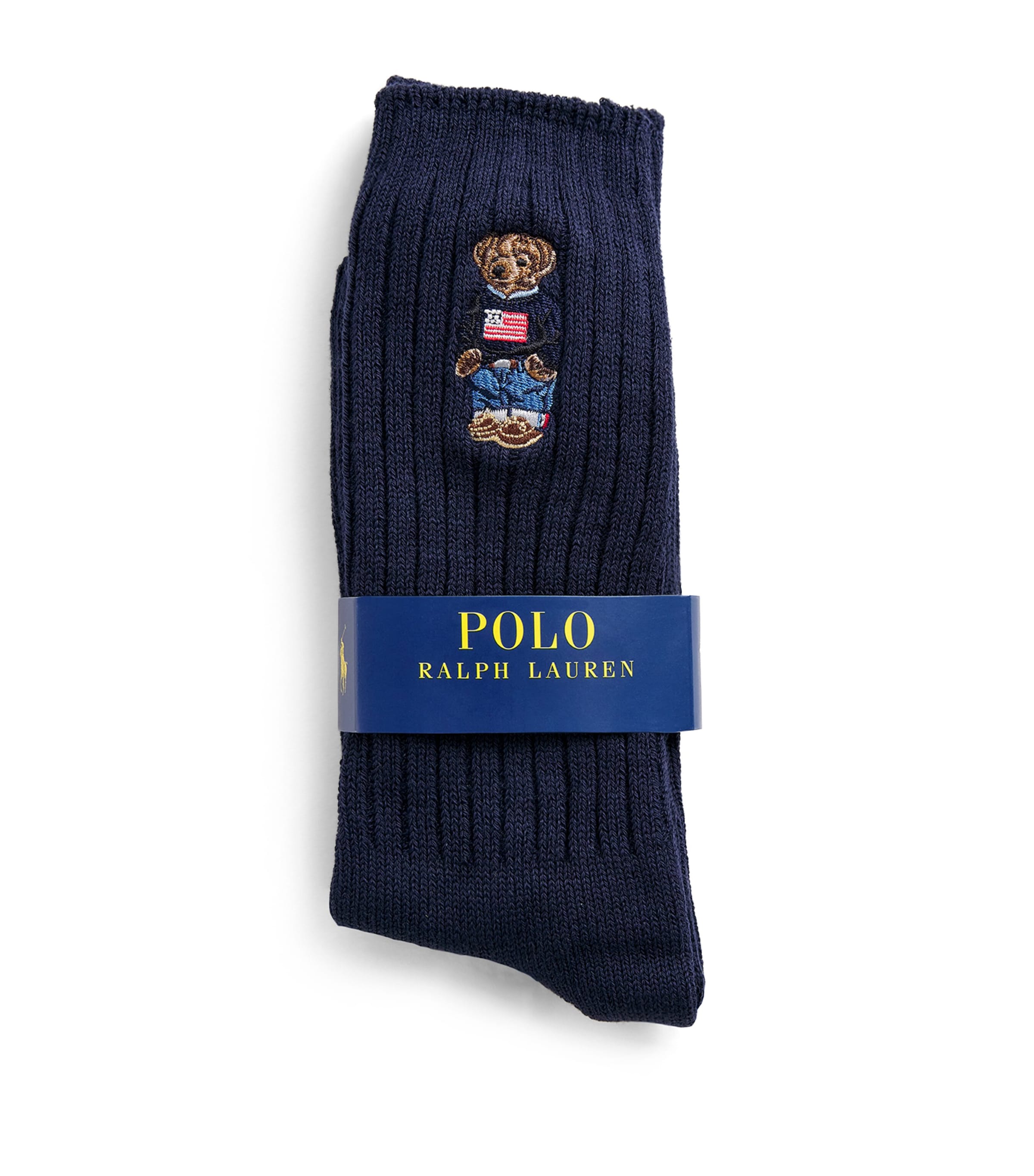 Polo Ralph Lauren Mens Rib-Knit Polo Bear Socks Navy