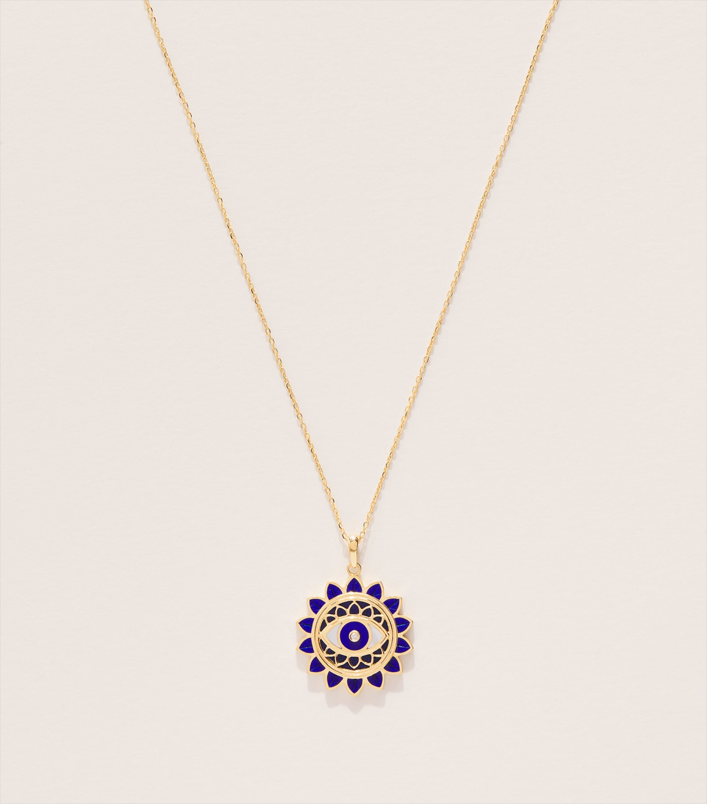 L'ATELIER NAWBAR Yellow Gold and White Diamond Rich Kitsch Floral Eye Necklace Yellow Gold