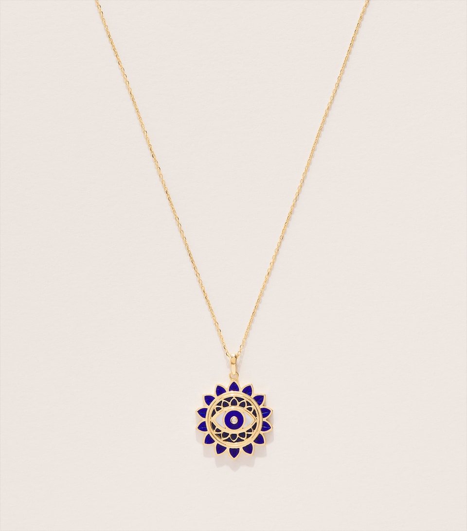 L'ATELIER NAWBAR Yellow Gold and White Diamond Rich Kitsch Floral Eye Necklace Yellow Gold