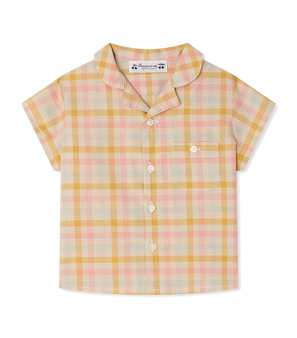 Bonpoint Cotton Check Shirt (6-18 Months) Ca Rose
