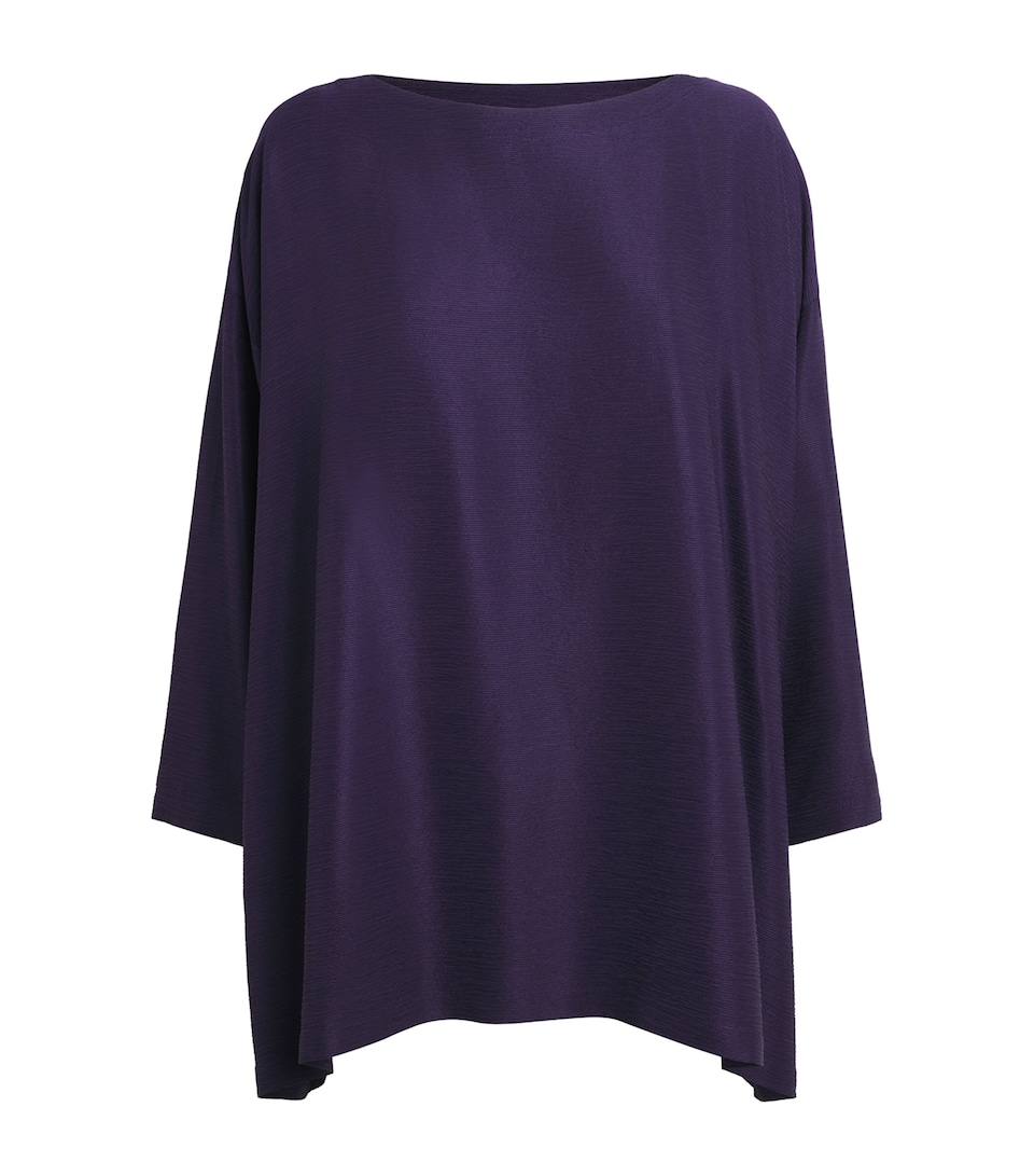 Eskandar Womens Silk Plissé Boat-Neck Top Tincture