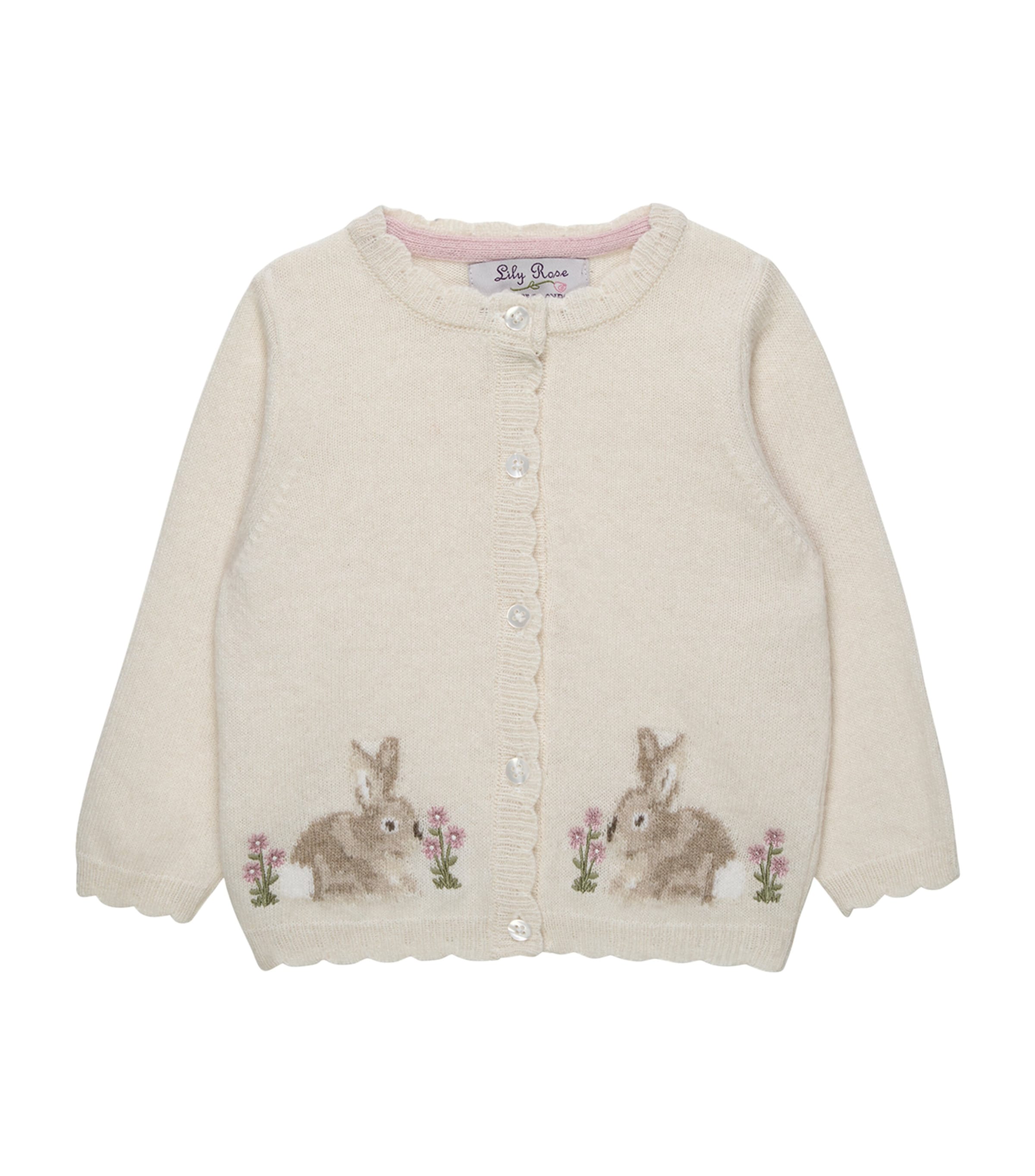 Trotters Scalloped Bunny Cardigan (6-24 Months) White