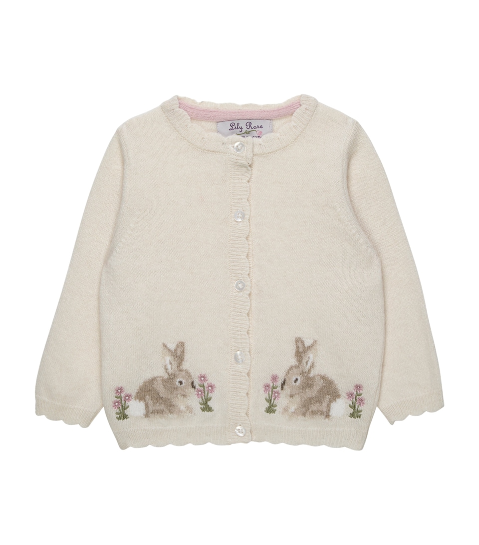 Trotters Scalloped Bunny Cardigan (6-24 Months) White