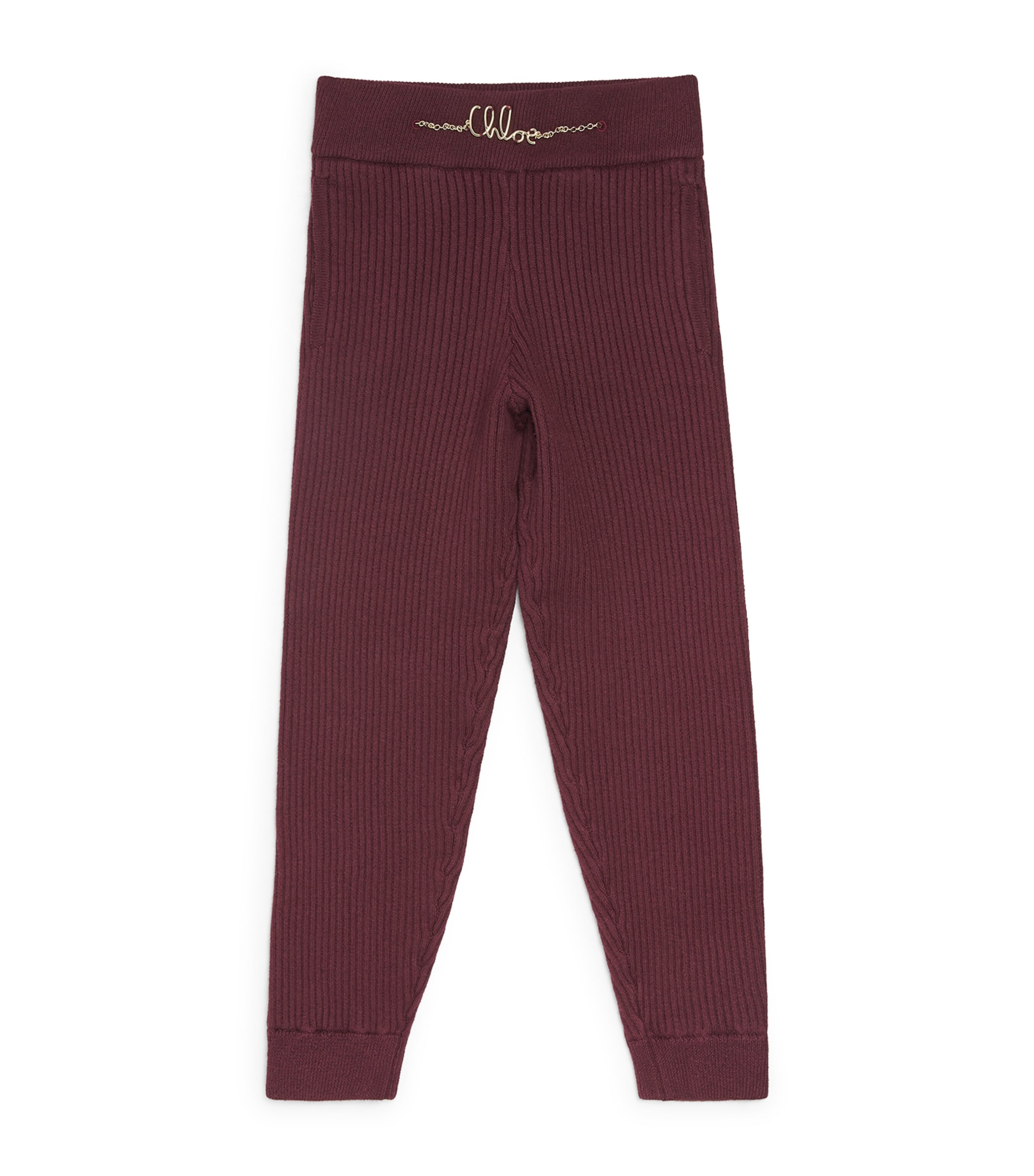 Chloé Kids Cotton-Blend Logo-Chain Trousers (4-14 Years) Dark Plum