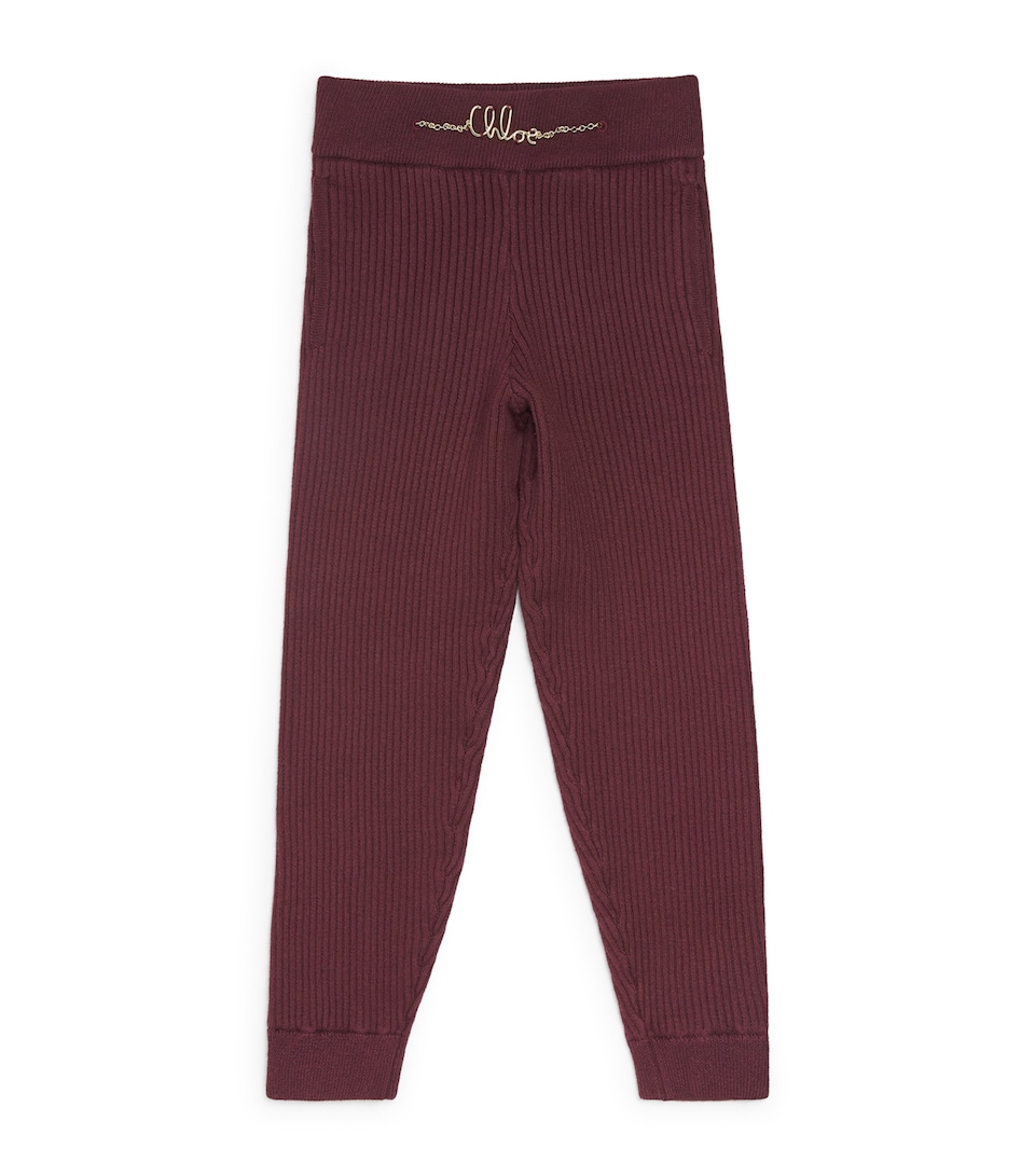 Chloé Kids Cotton-Blend Logo-Chain Trousers (4-14 Years) Dark Plum