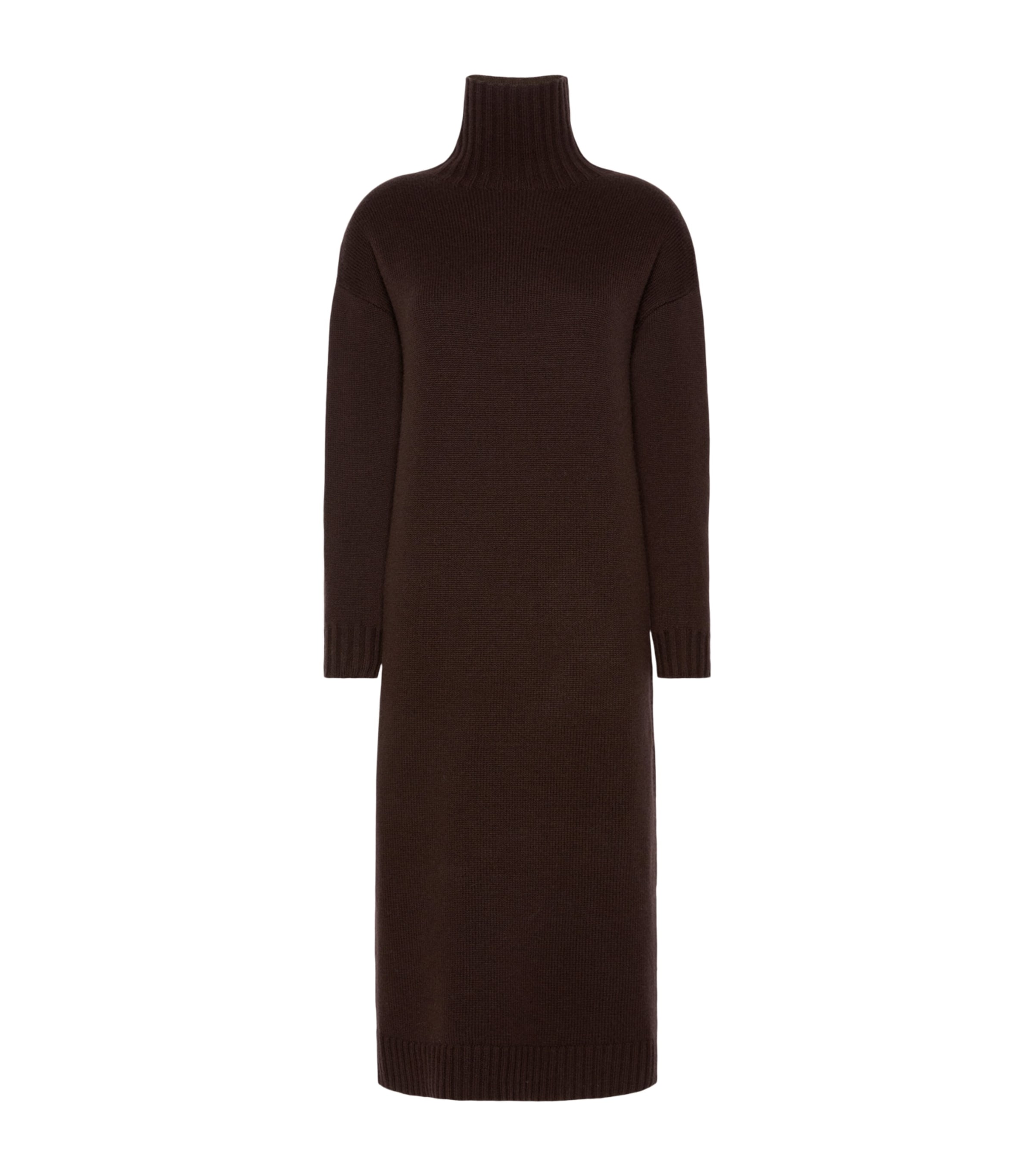 Max Mara Womens Wool-Cashmere Midi Dress Dark Brown