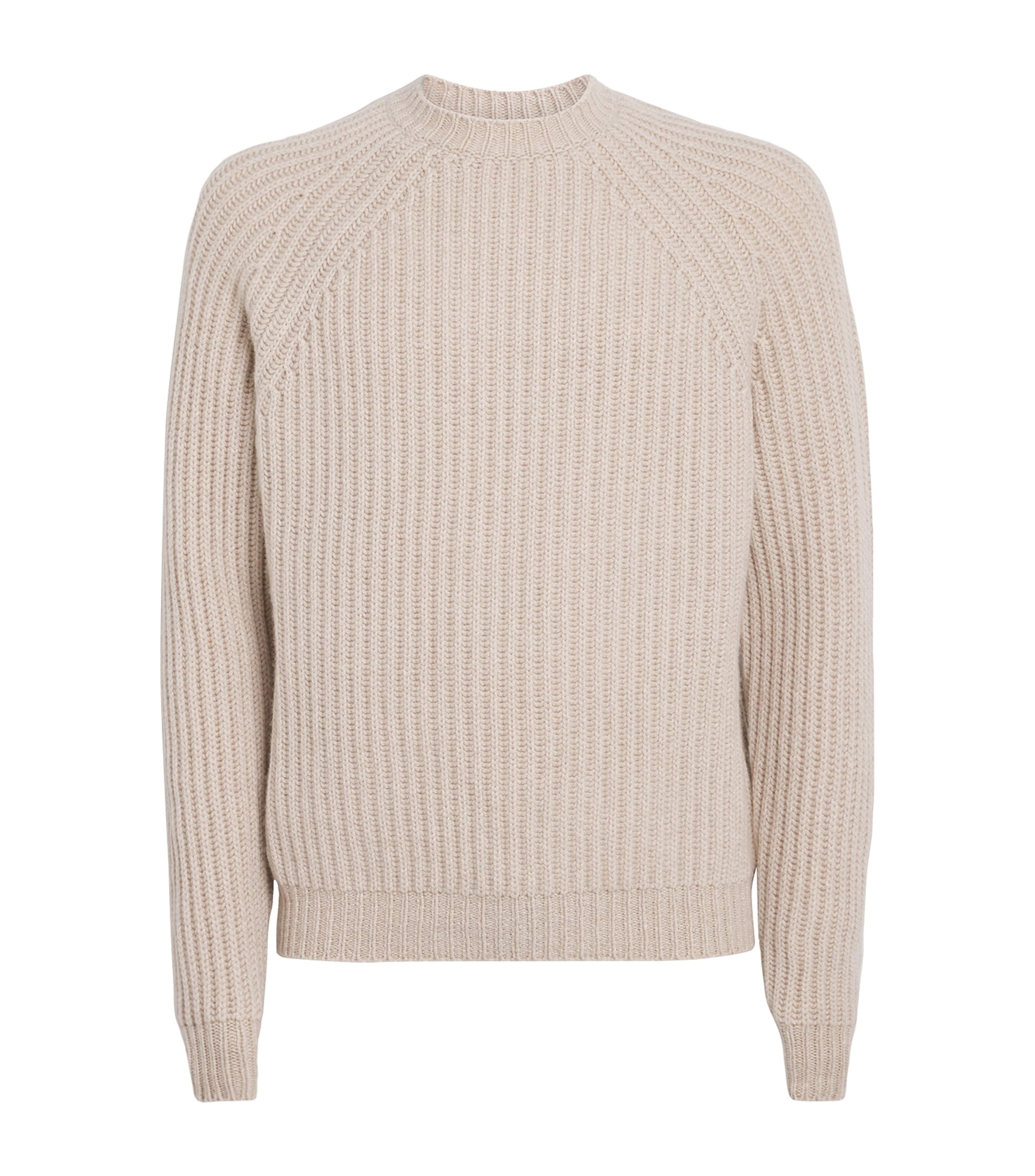 Sease Mens Cashmere Ribbed Mock-Neck Sweater Driftwood