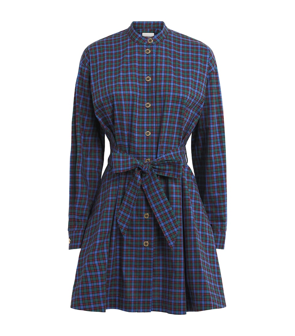 Claudie Pierlot Womens Cotton Check Shirt Dress Multicolored