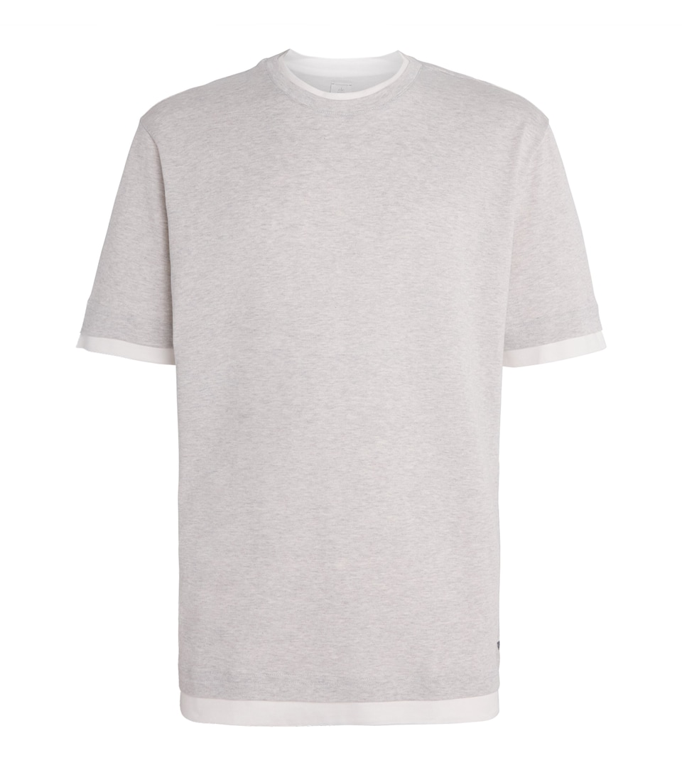 Eleventy Mens Cotton Double Hem T-Shirt Gr Chiaro, Bianco