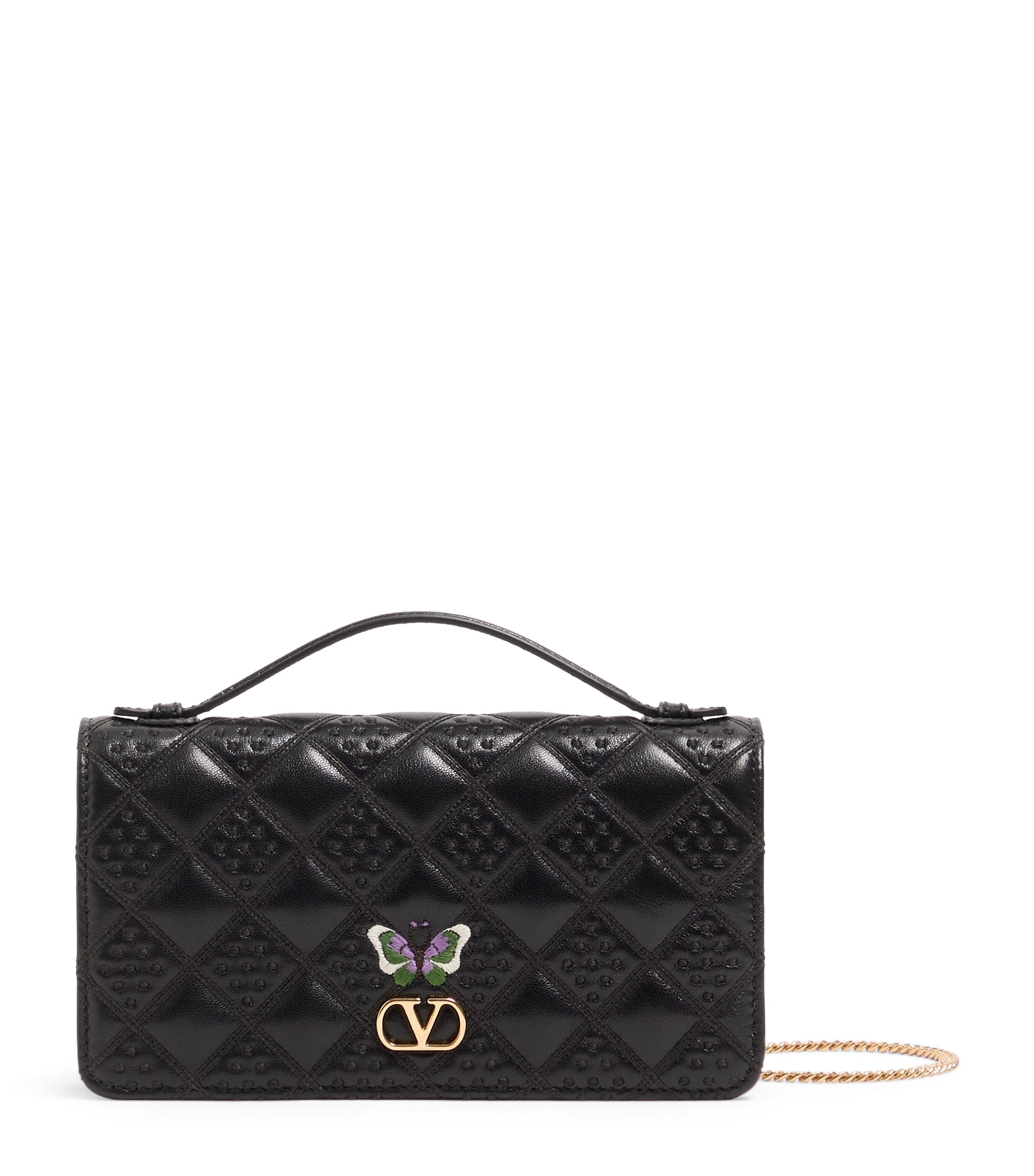 Valentino Garavani Leather Flutterby Chain Wallet