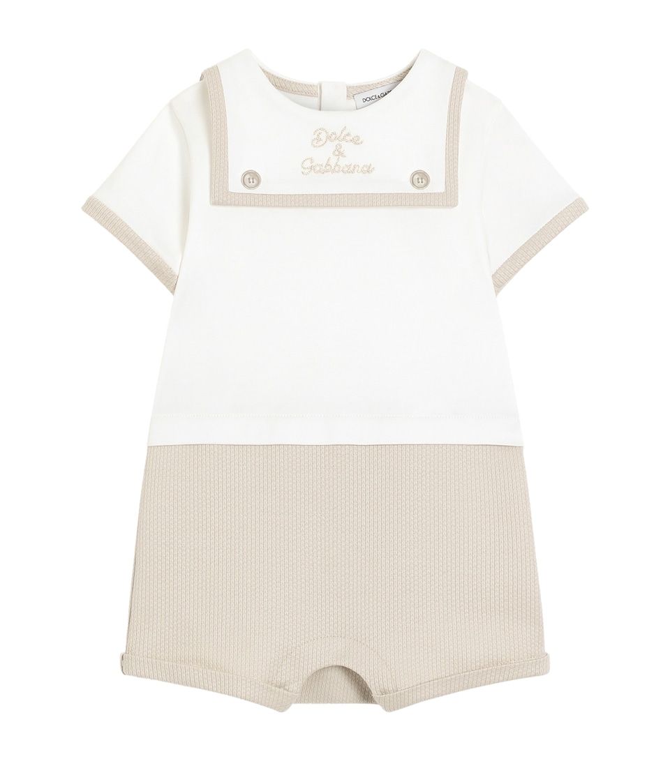 Dolce&Gabbana Kids Cotton Logo Playsuit (0-24 Months) Combined Colou