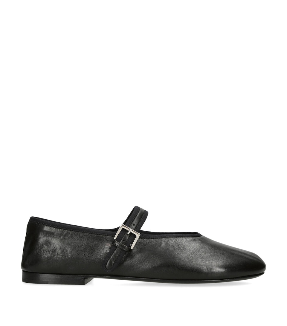 The Row Boheme Leather Mary Jane Flats Black