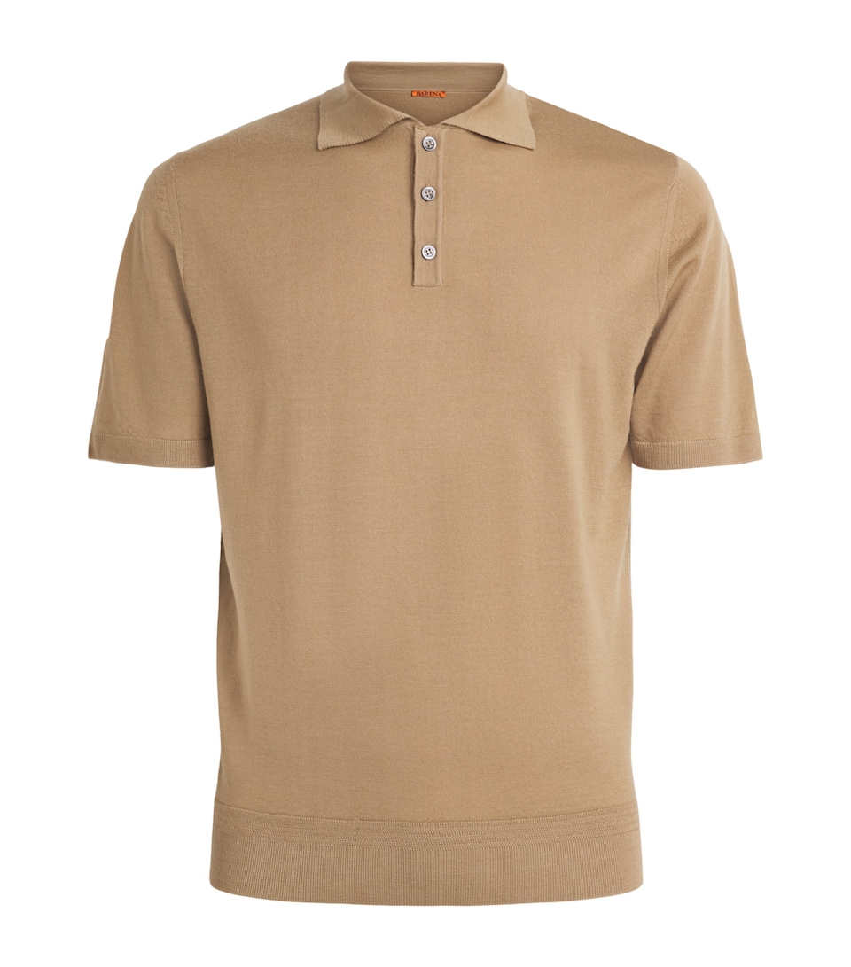 Barena Mens Merino Polo Shirt Camel