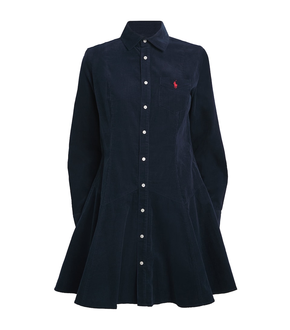 Cotton Corduroy Mini Shirt Dress