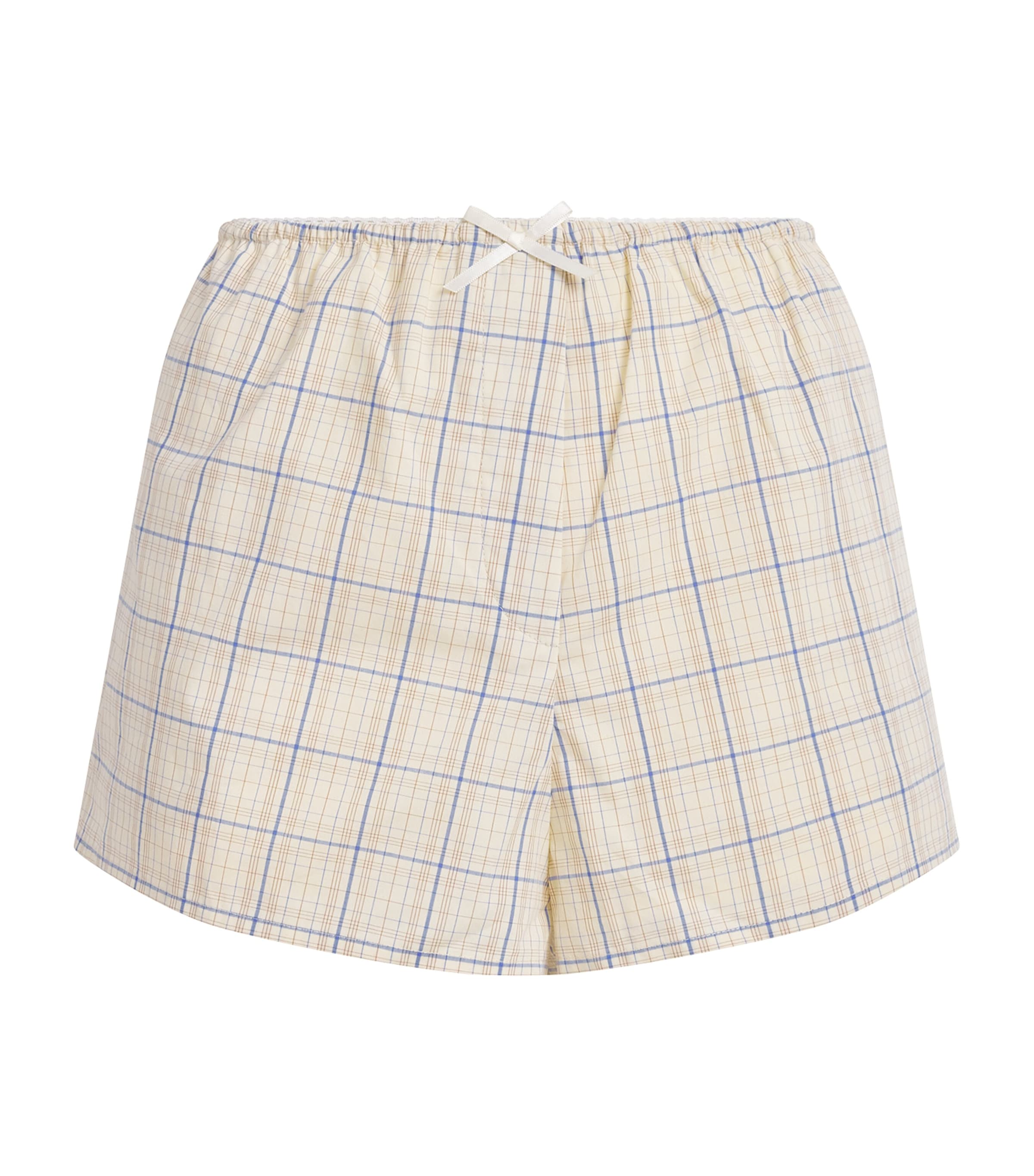 Faithfull The Brand Linen Leya Shorts Flor Chk Antique Wht