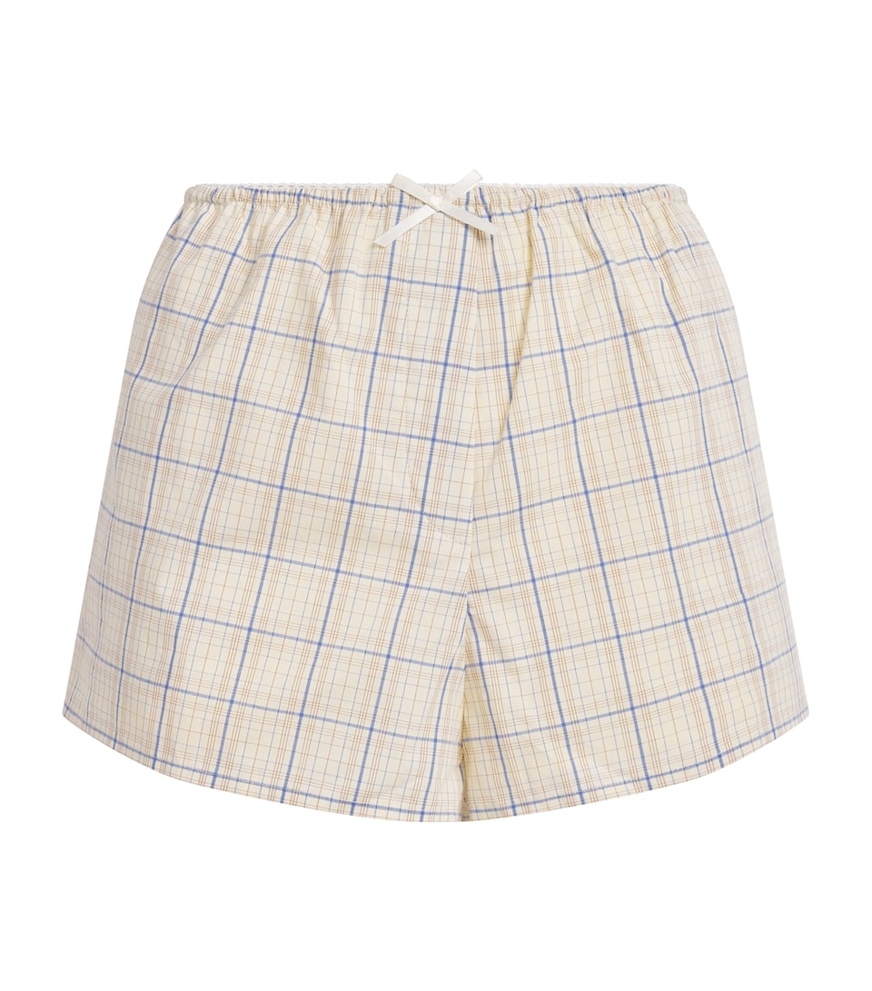 Faithfull The Brand Linen Leya Shorts Flor Chk Antique Wht