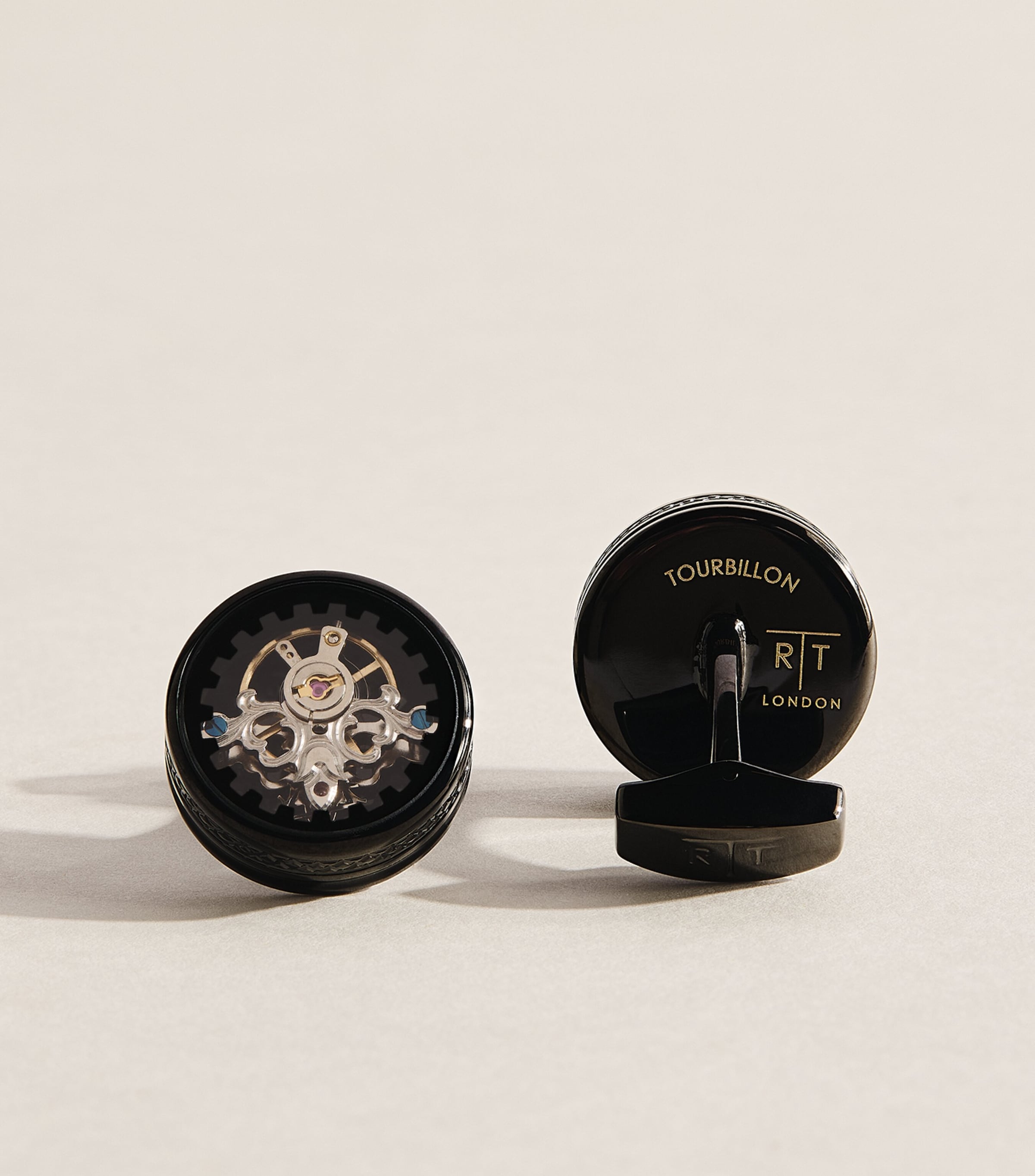 Tateossian Skull Tourbillon Cufflinks Black