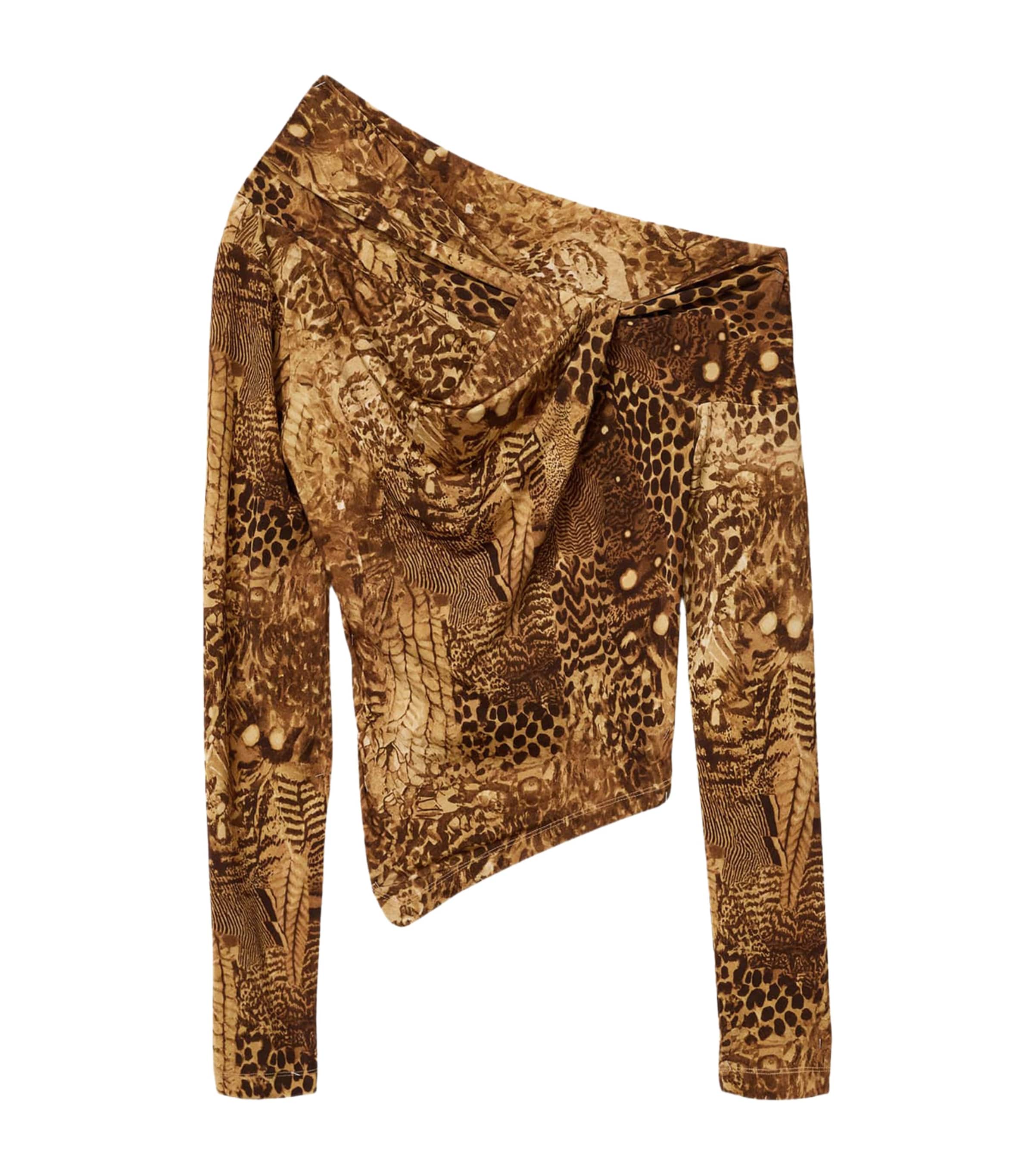 AllSaints Womens Animal Print Arlie Top Blixa Gold