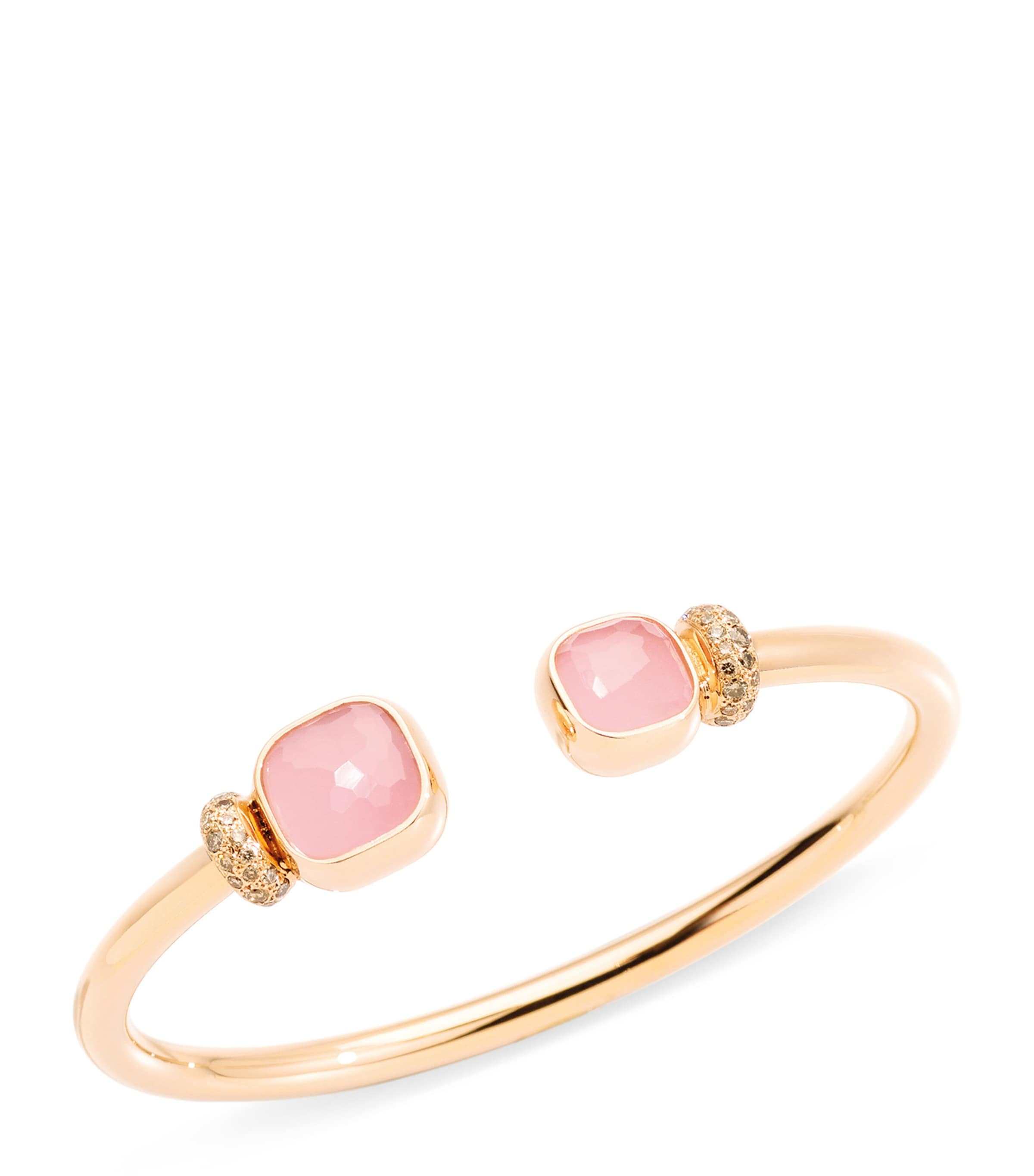 Rose Gold, Rose Quartz and Rose Chalcedony Nudo Bangle