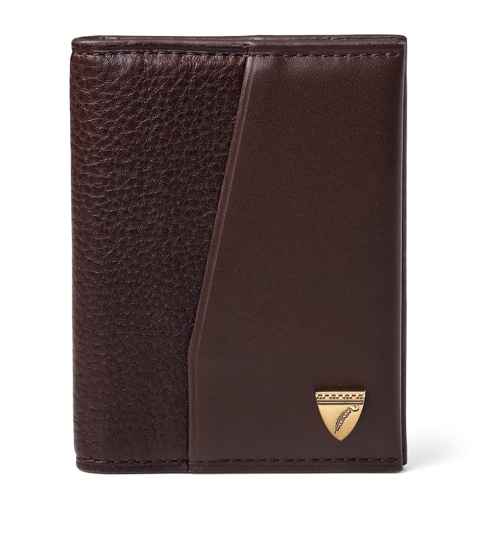 Aspinal Of London Grained Leather Shield Bifold Wallet Conker