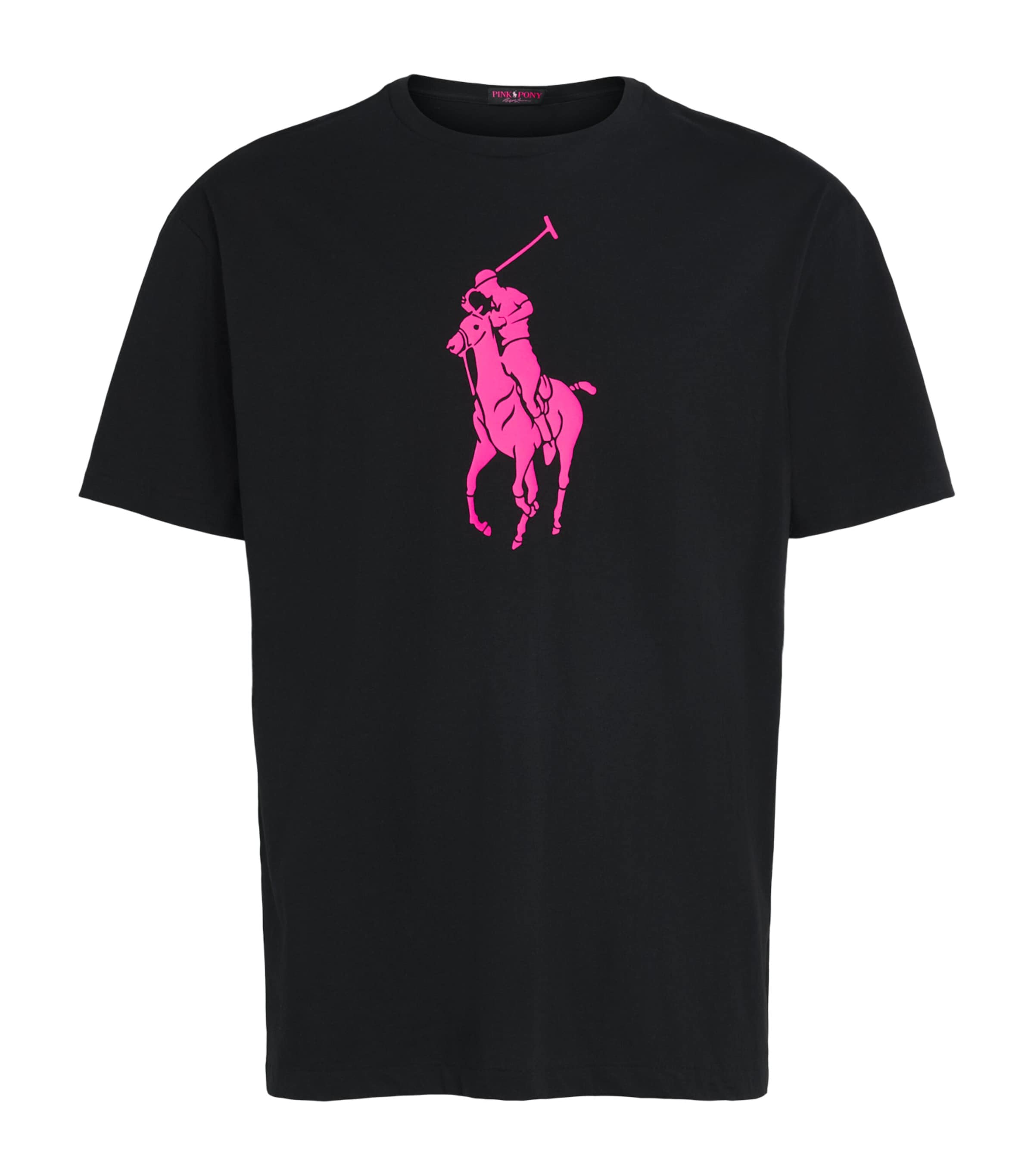 Polo Ralph Lauren Mens Cotton Pink Pony T-Shirt Polo Black