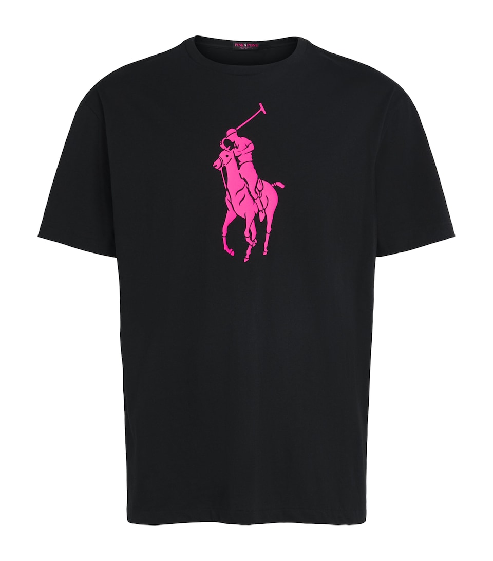 Polo Ralph Lauren Mens Cotton Pink Pony T-Shirt Polo Black