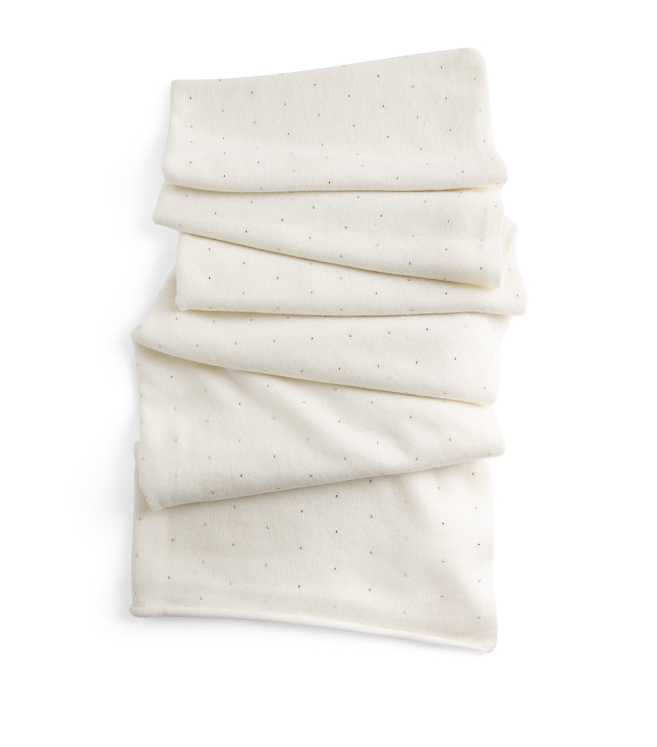 William Sharp Cashmere Crystal-Embellished Scarf Winter White/si