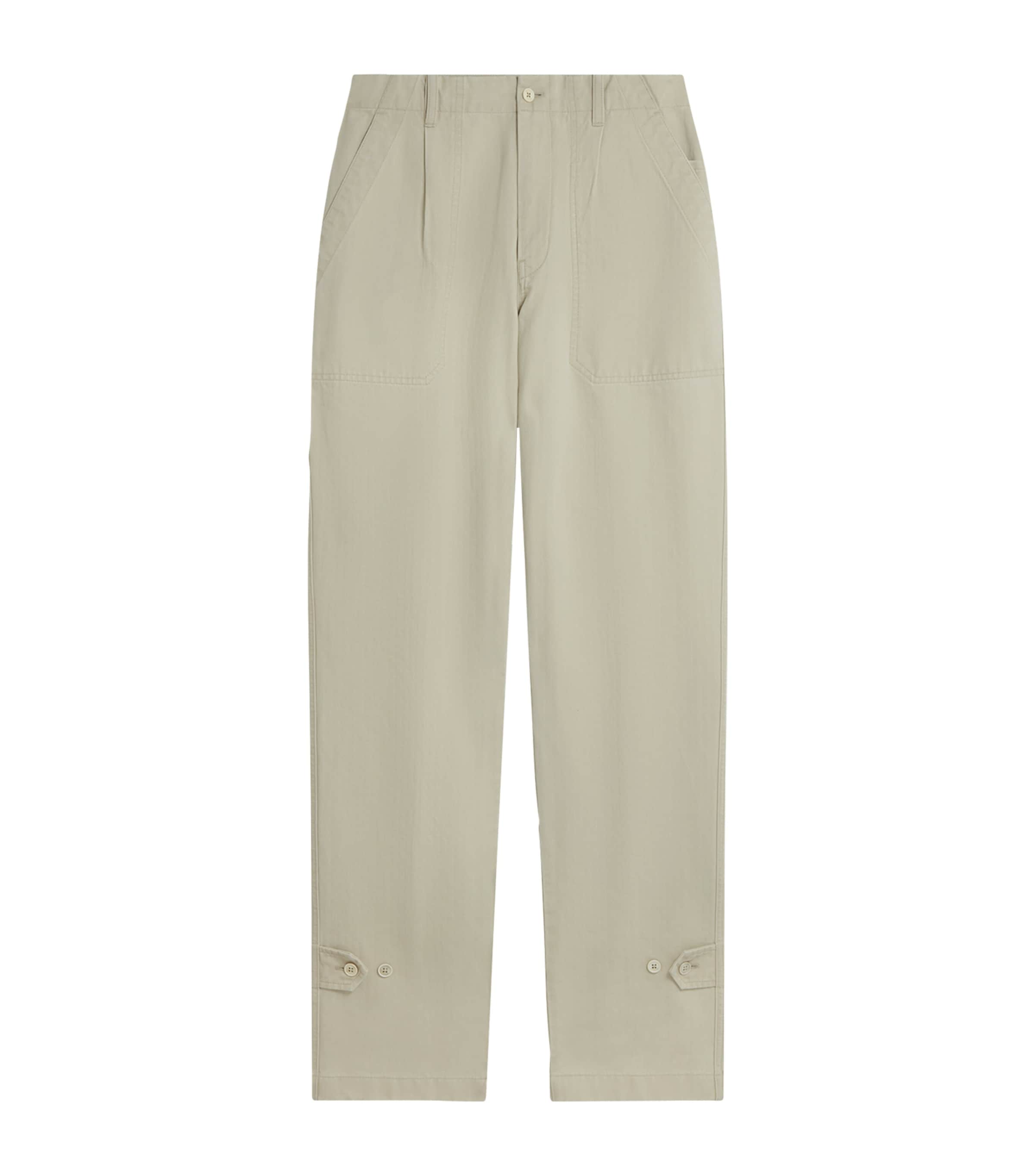 Cotton Micro-Herringbone Single-Pleat Tapered Chinos