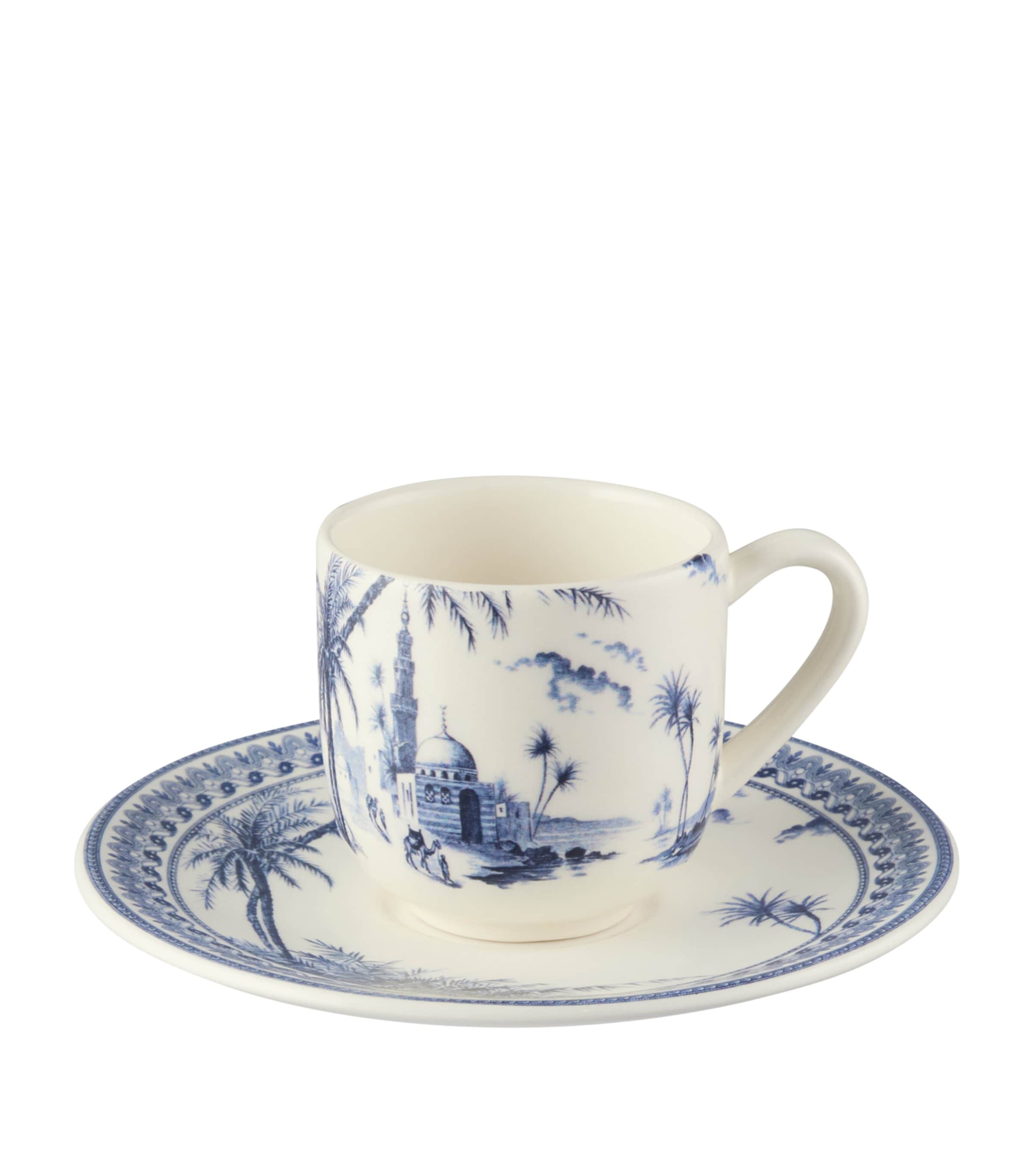 Gien Ceramic Dépareillé Espresso Mug and Saucer Blue