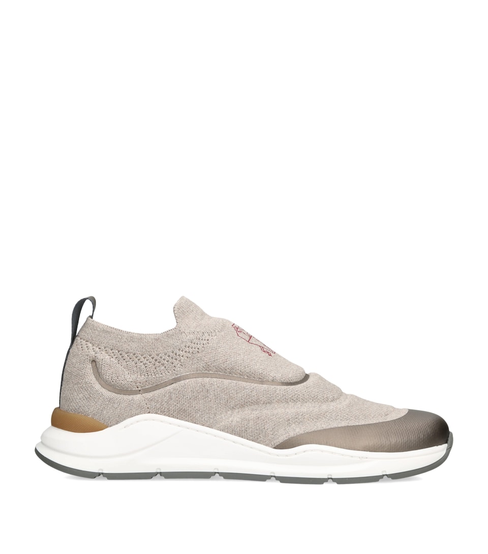 Brunello Cucinelli Kids Cotton Slip-On Sneakers Beige Comb