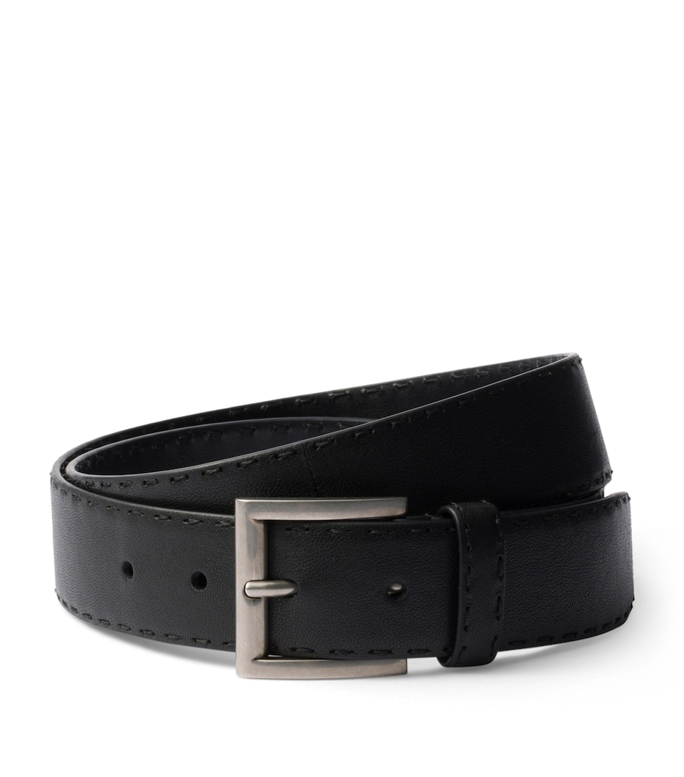 Prada Leather Antiqued Belt Black