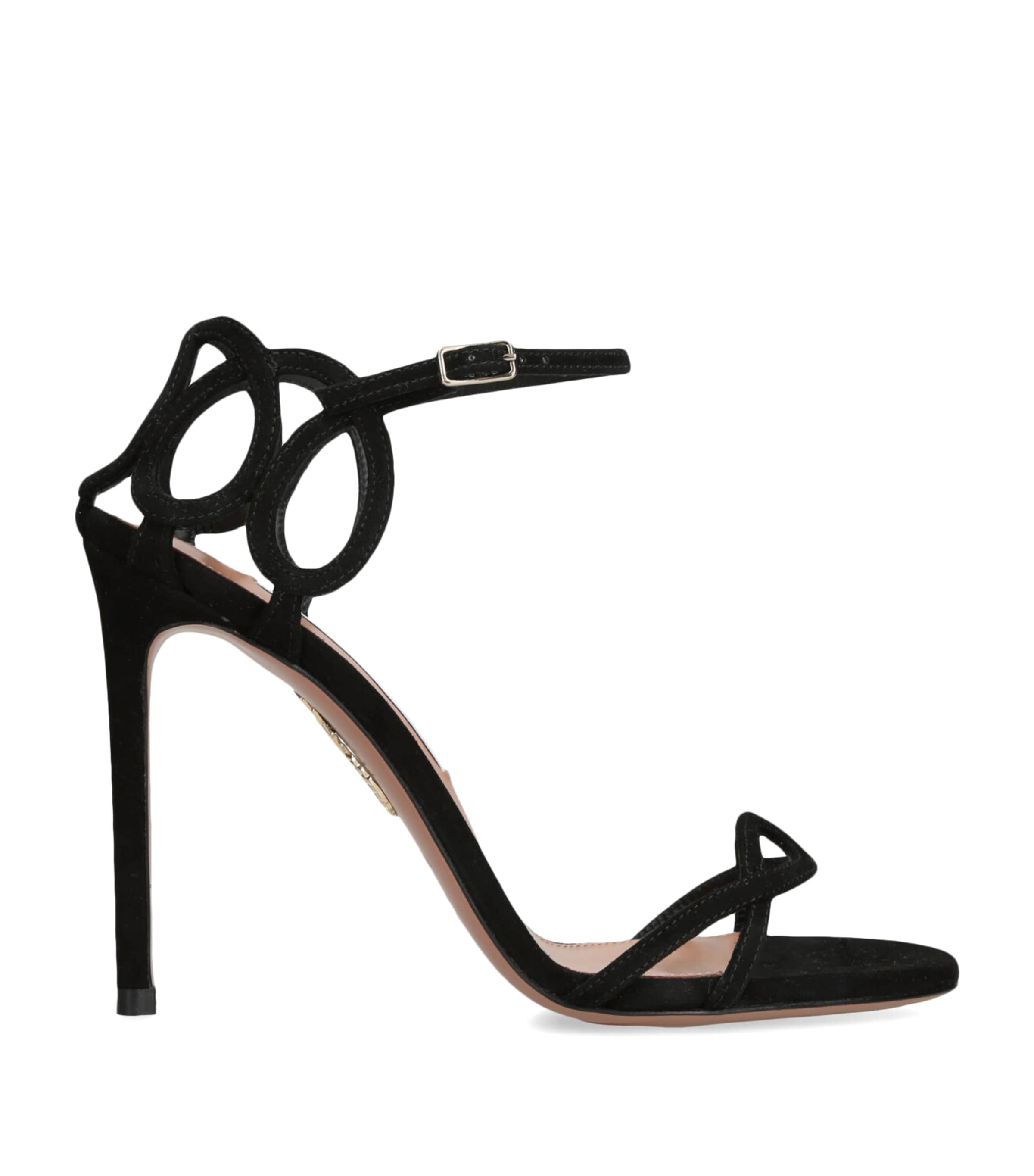 Aquazzura Suede Hula Heeled Sandals 105 Black