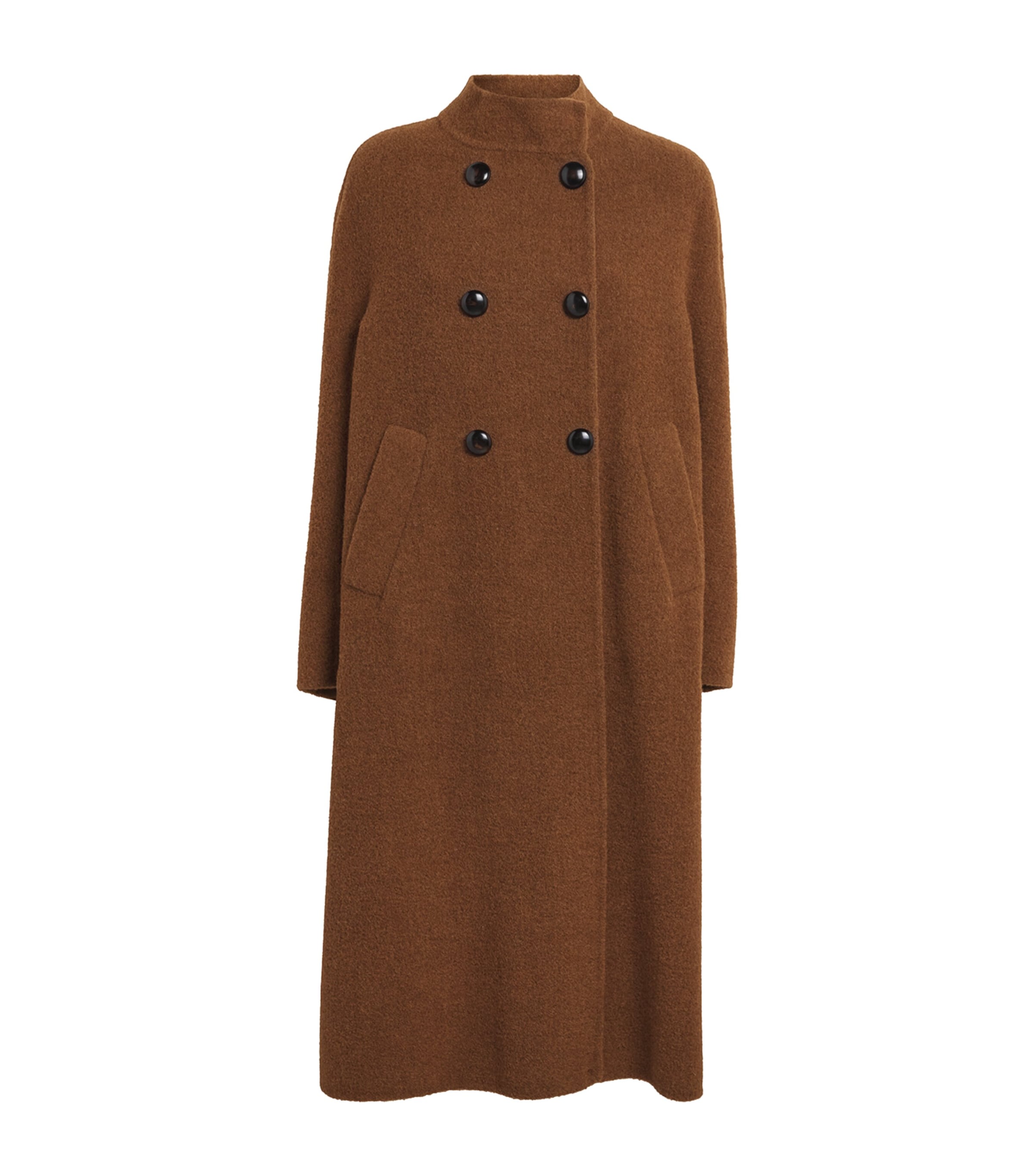 Max Mara Womens Baby Llama-Blend Cocoon Coat Dark Brown
