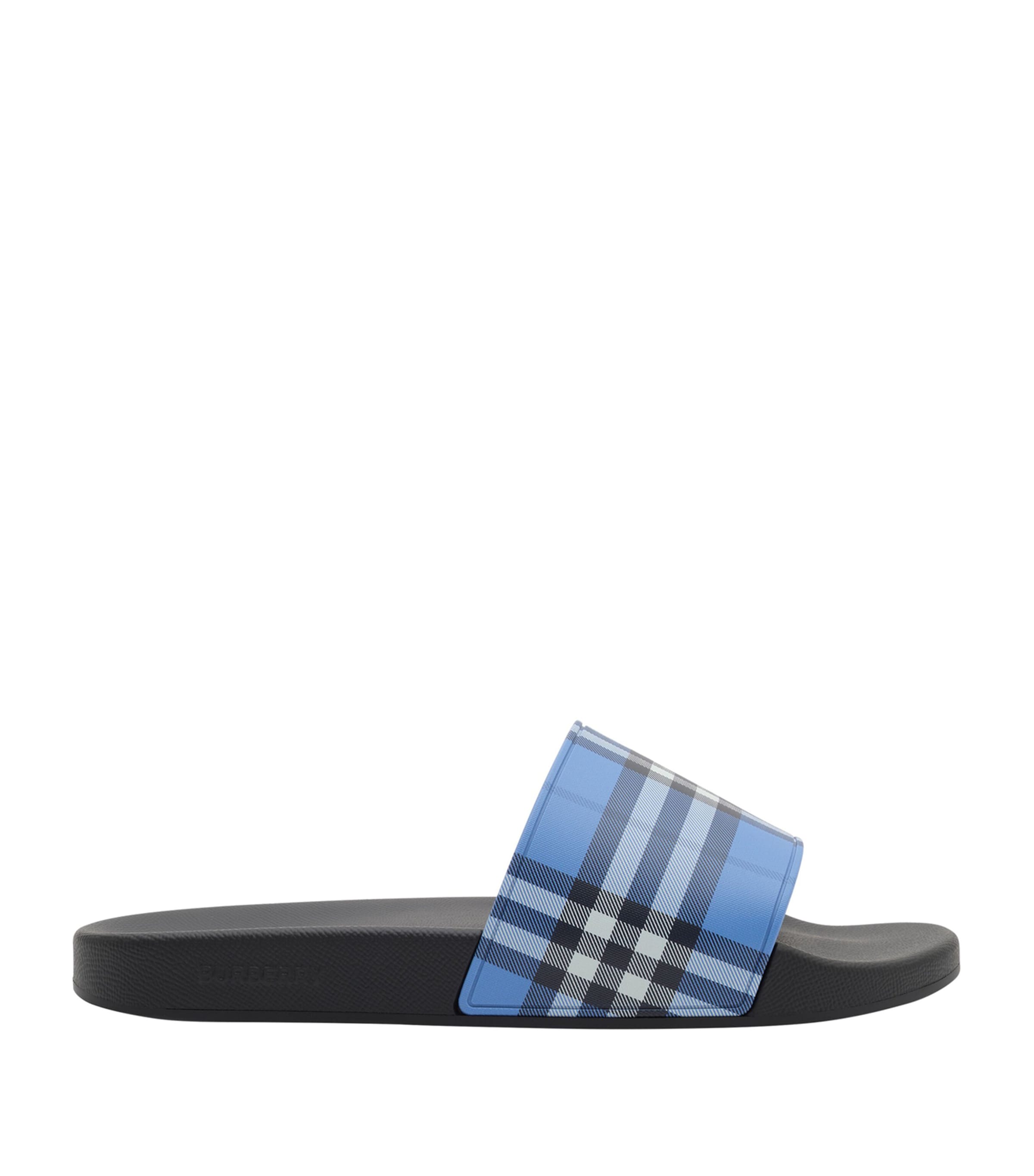 Burberry Check Slides Cornflower Blu Ip Ck