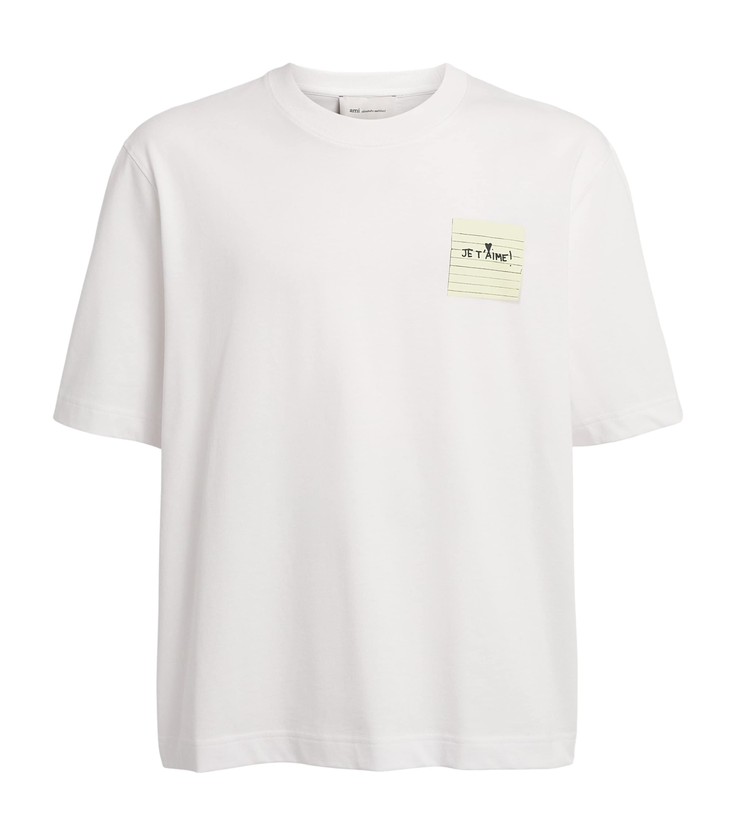 AMI Paris Mens Cotton Post It T-Shirt Blanc