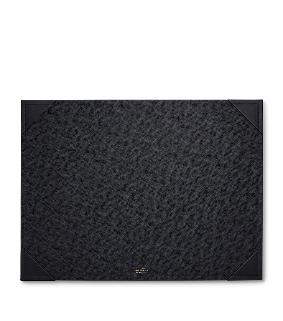 Smythson Large Leather Desk Mat Black