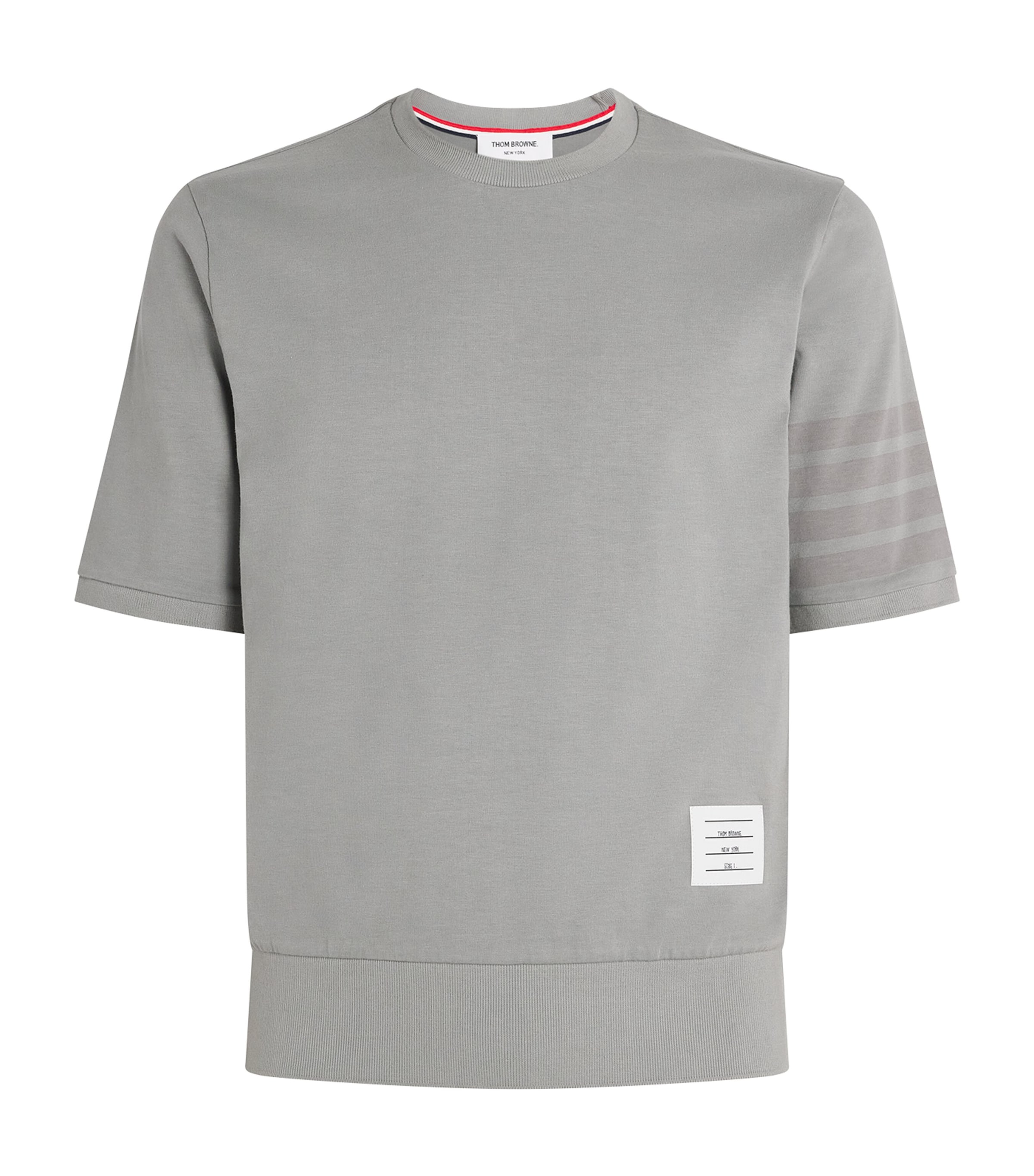 Thom Browne Mens Cotton 4-Bar T-Shirt Lt Grey