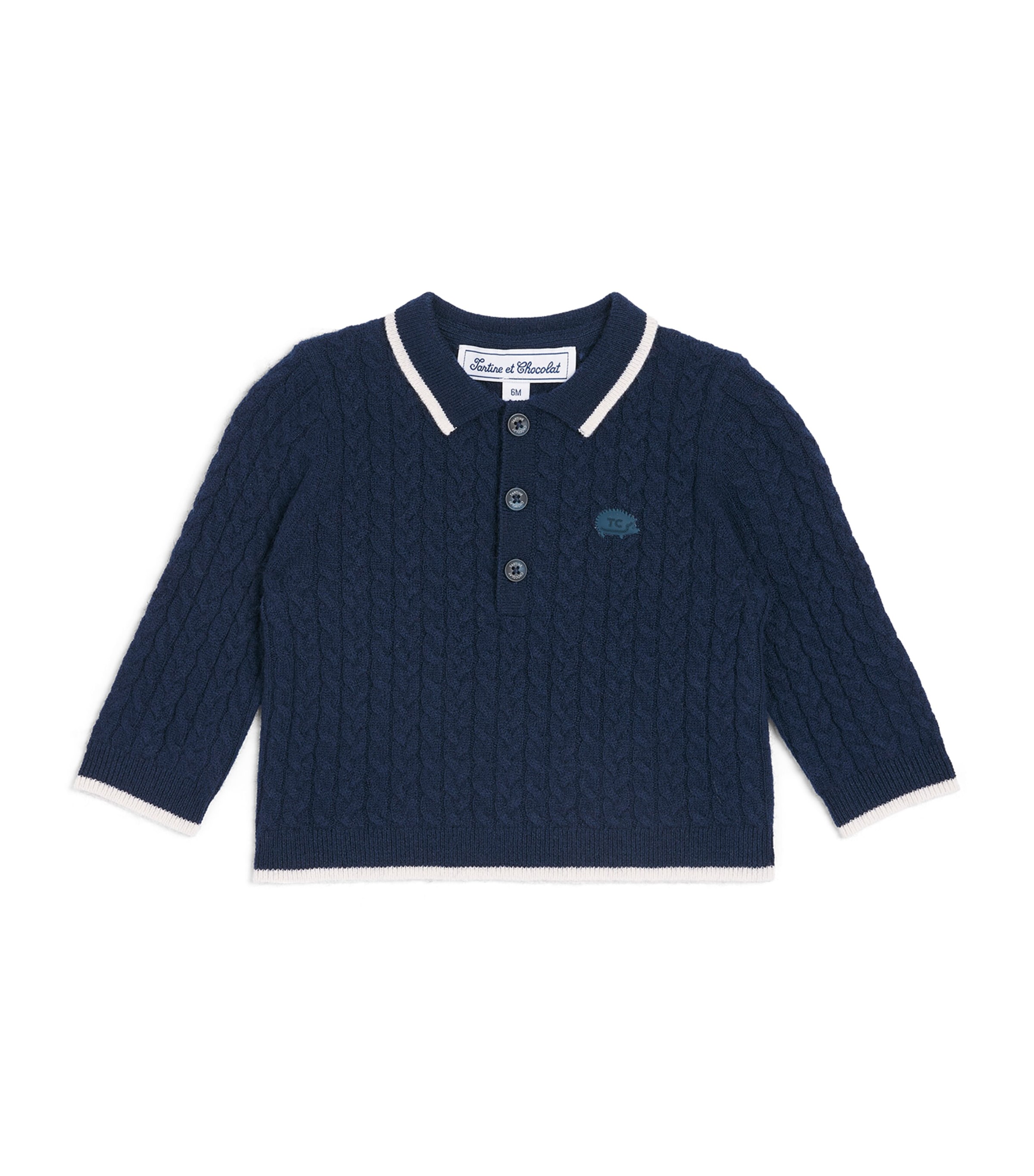 Tartine et Chocolat Wool Cable-Knit Polo Sweater (3 Months-4 Years)