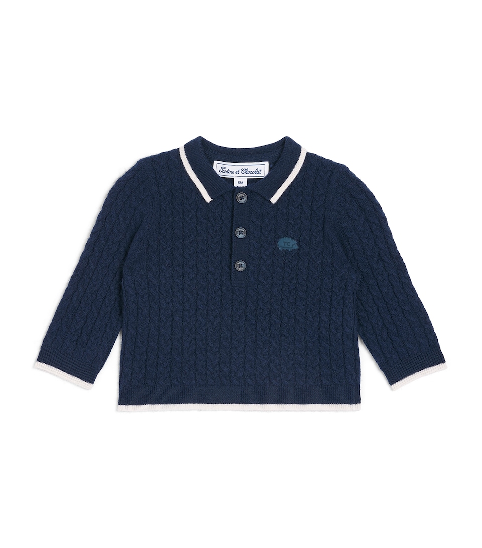 Tartine et Chocolat Wool Cable-Knit Polo Sweater (3 Months-4 Years)