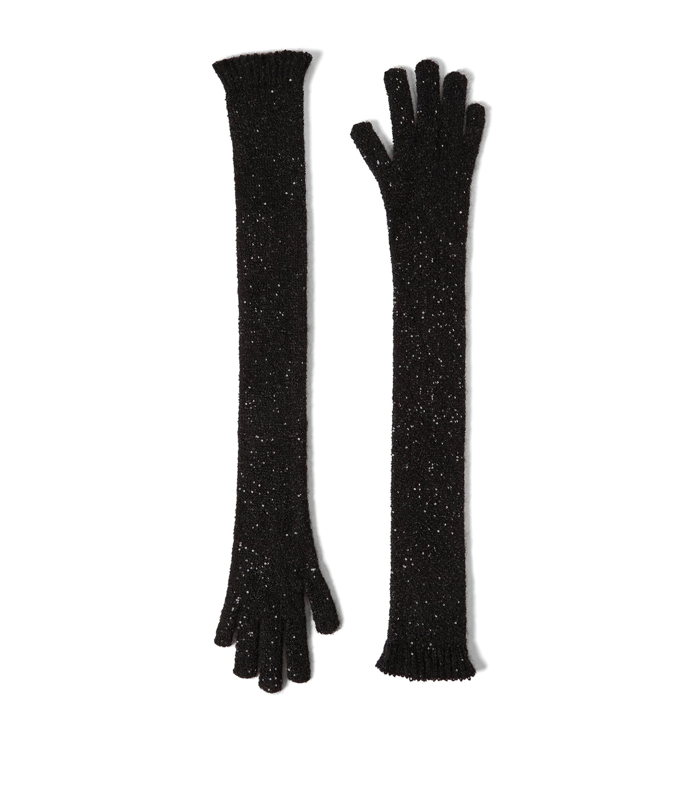 Brunello Cucinelli Embellished Knitted Gloves Black